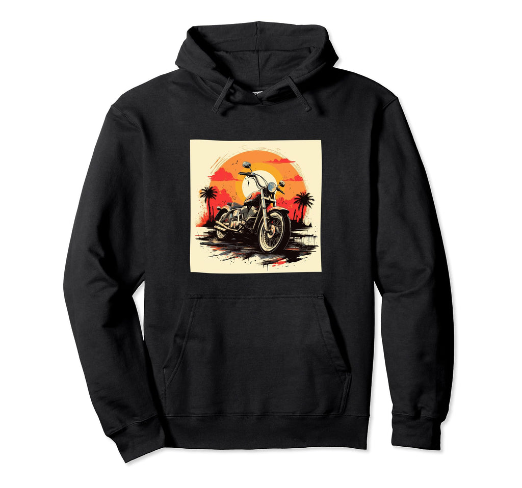 Motorcycle Distressed Sunset Hoodie - Minimalist Print Unisex - T-Shirt, Sweatshirt, Hoodie