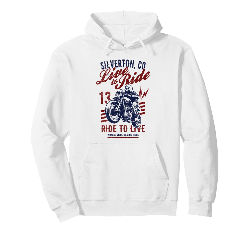Silverton Colorado Usa Motorcycle Skull Hoodie - Minimalist Print Unisex - T-Shirt, Sweatshirt, Hoodie