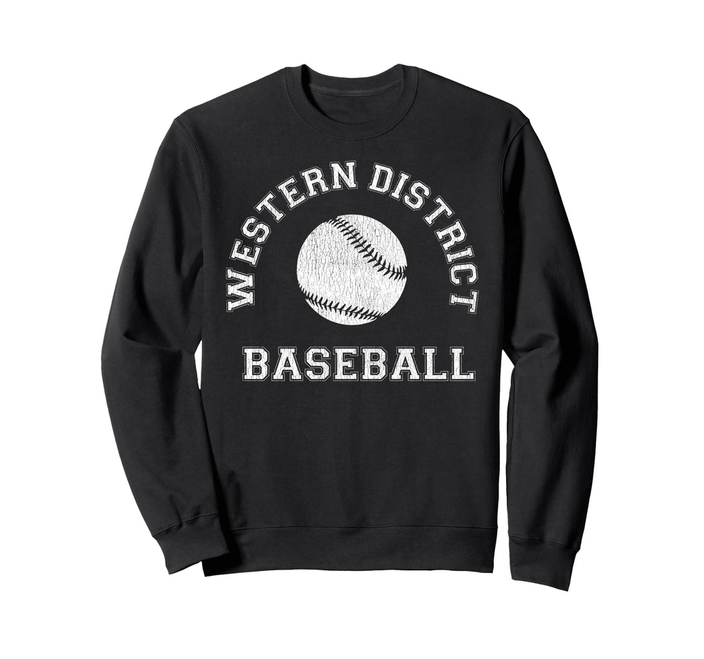 Western District Baseball Distressed Sweatshirt - Novelty Apparel Unisex - T-Shirt, Sweatshirt, Hoodie