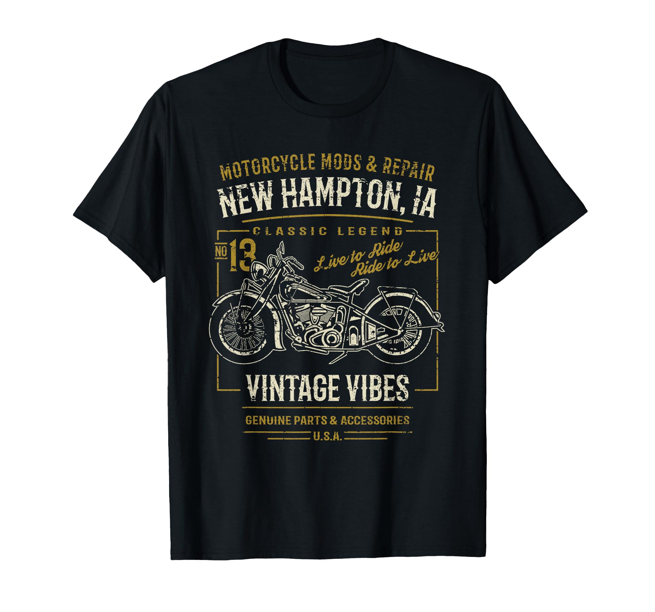 New Hampton Ia Usa Motorcycle T-Shirt - Custom Art Print Unisex - T-Shirt, Sweatshirt, Hoodie