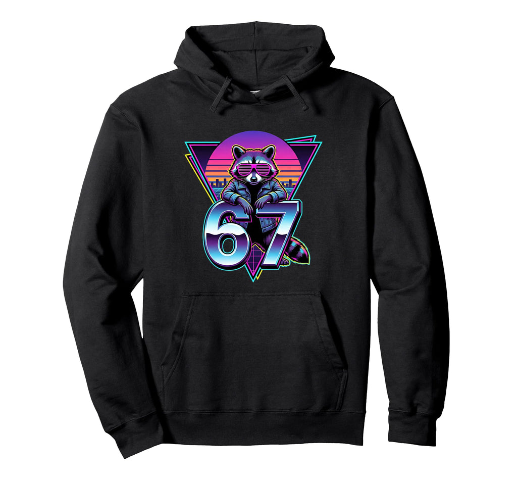 80S Raccoon Synthwave Aesthetic Number Hoodie - Novelty Apparel for Adults - T-Shirt, Sweatshirt, Hoodie