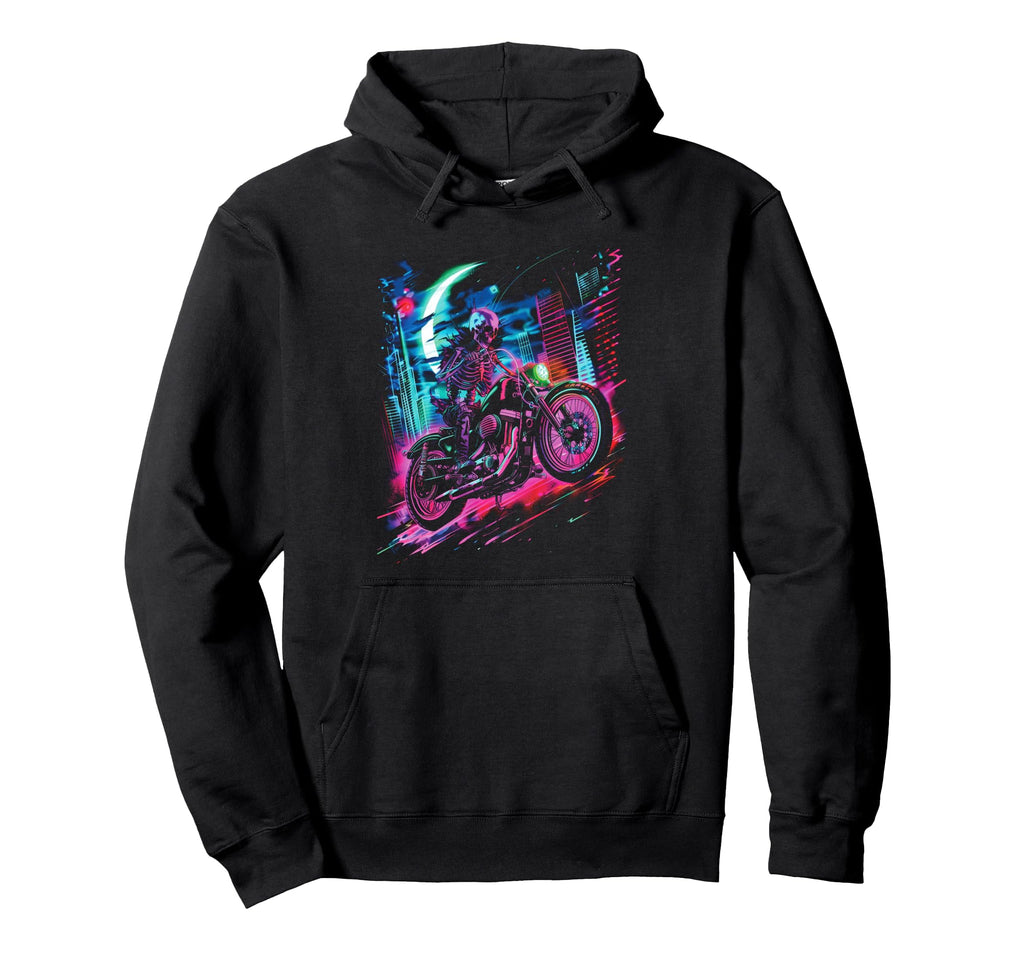 Skeleton Motorcycle Through Hoodie - Fun Novelty Design Men Women - T-Shirt, Sweatshirt, Hoodie