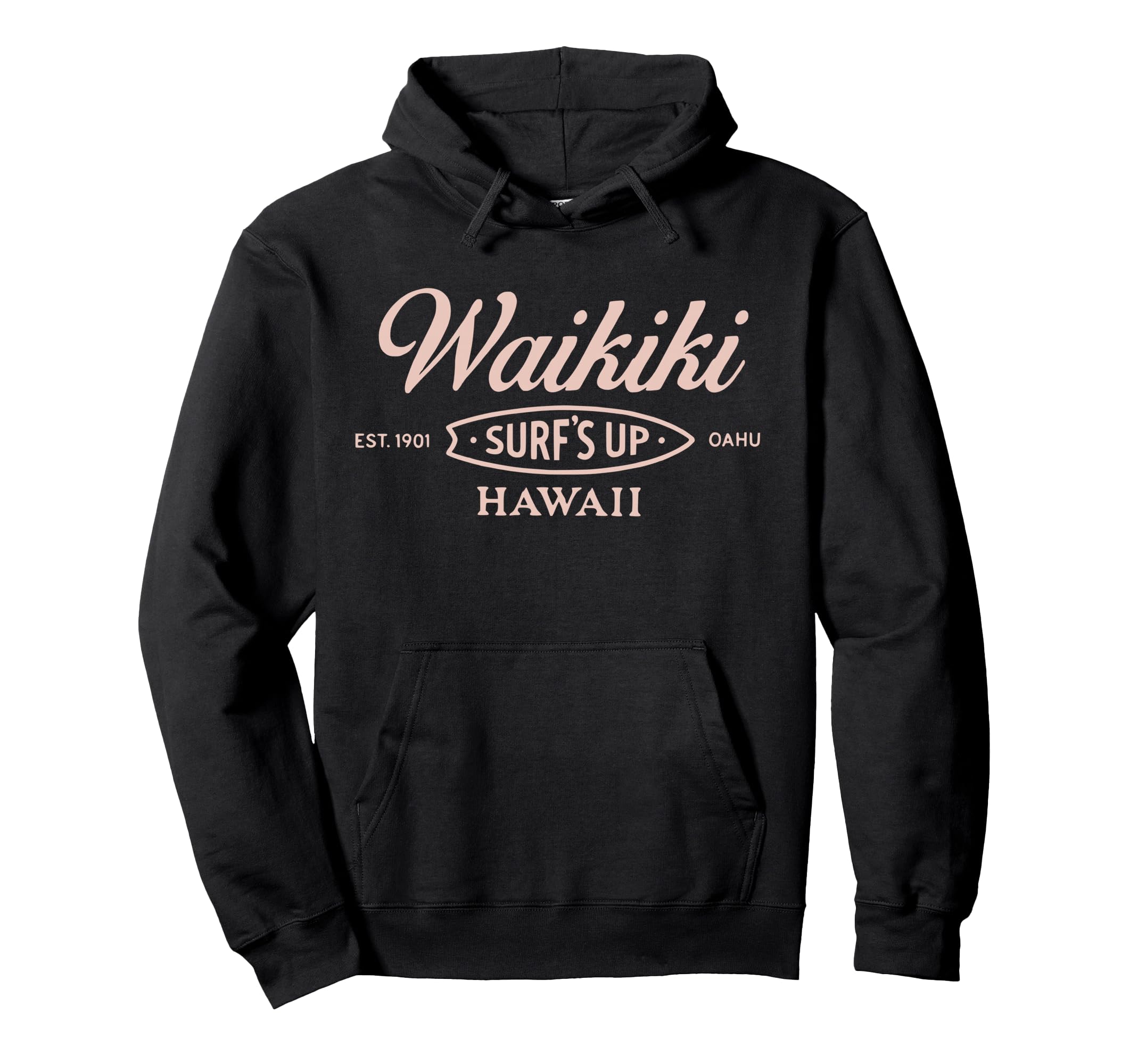 Waikiki Hawaii Surfs Up Oahu Est Hoodie - Casual Everyday Wear for Adults - T-Shirt, Sweatshirt, Hoodie