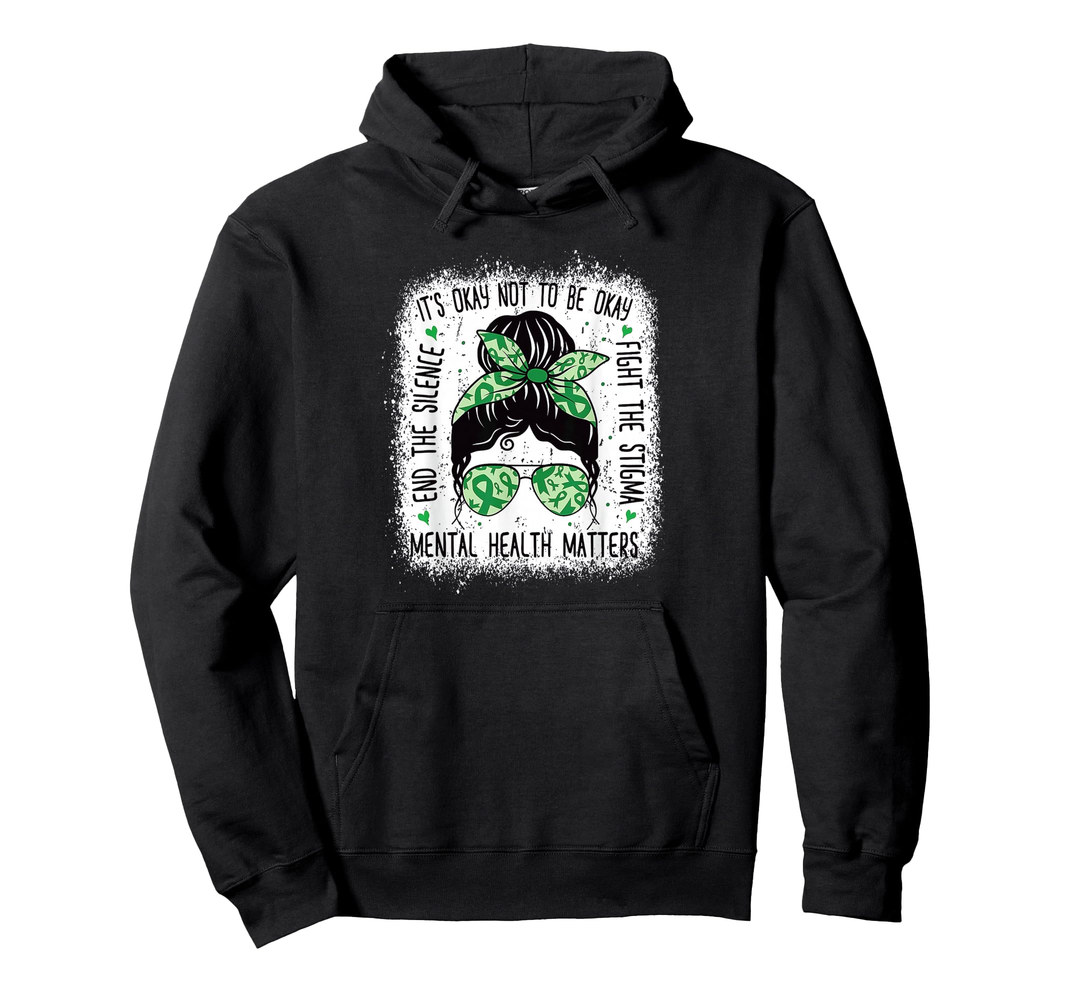 Mental Health Matters Messy Bun Mental Hoodie - Minimalist Print Unisex - T-Shirt, Sweatshirt, Hoodie