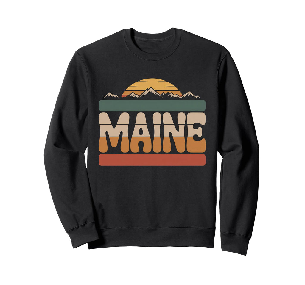 Maine Mountain Sunset 70S State Sweatshirt - Streetwear Style for Adults - T-Shirt, Sweatshirt, Hoodie