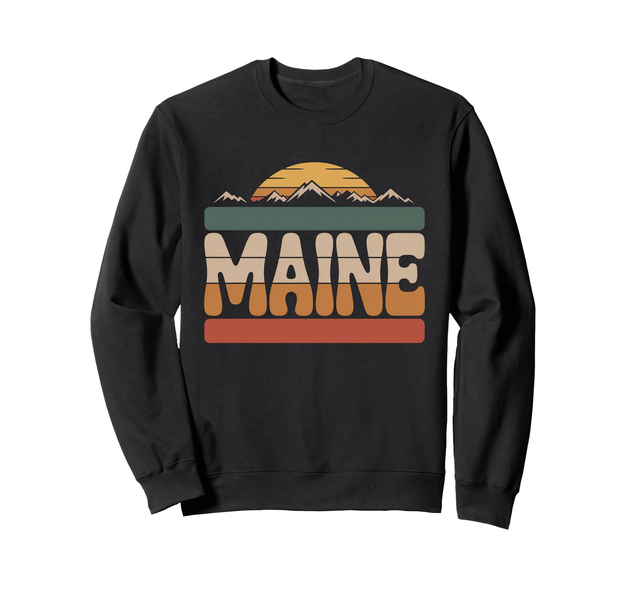 Maine Mountain Sunset 70S State Sweatshirt - Streetwear Style for Adults - T-Shirt, Sweatshirt, Hoodie