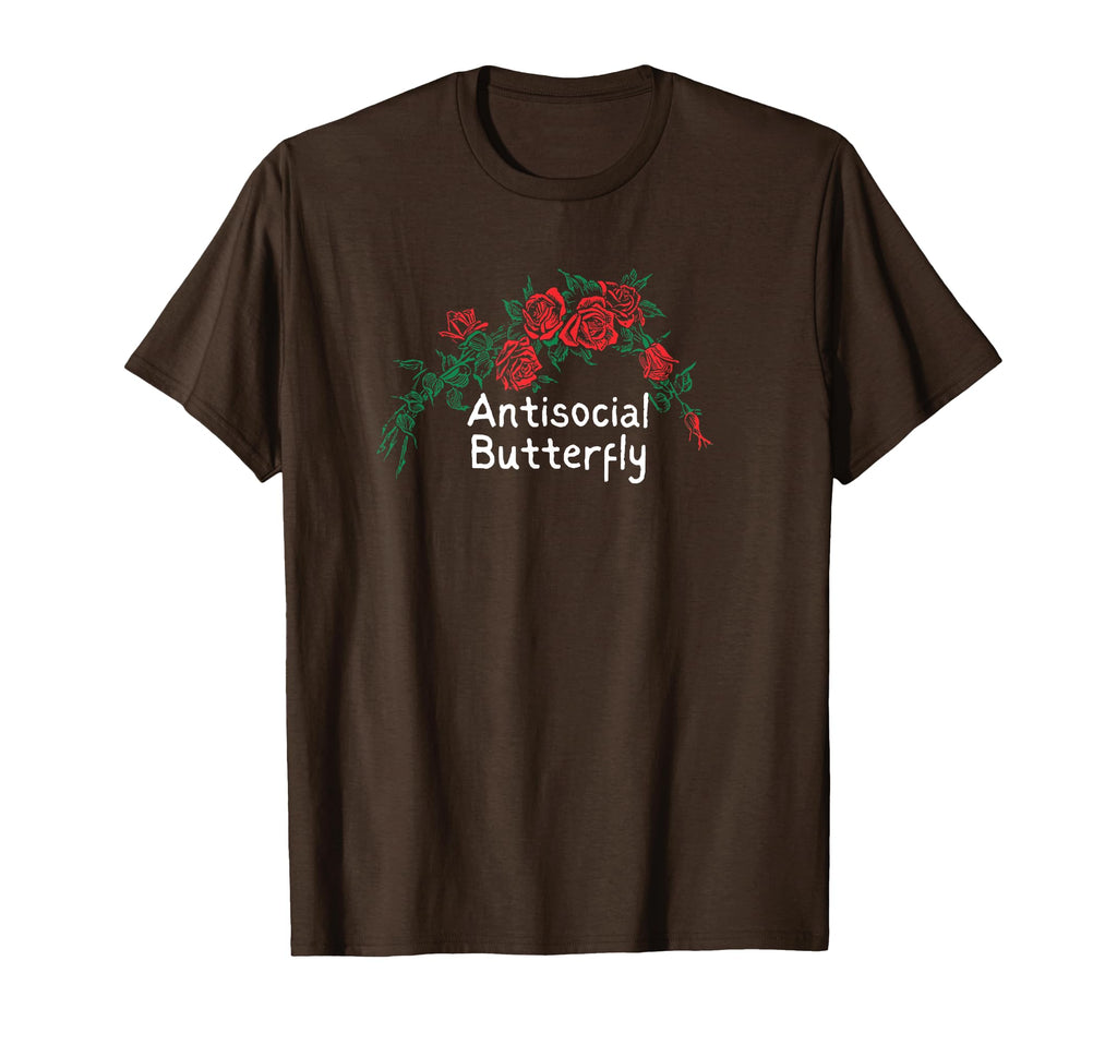 Funny Red Roses Antisocial Butterfly T-Shirt - Minimalist Print for Adults - T-Shirt, Sweatshirt, Hoodie