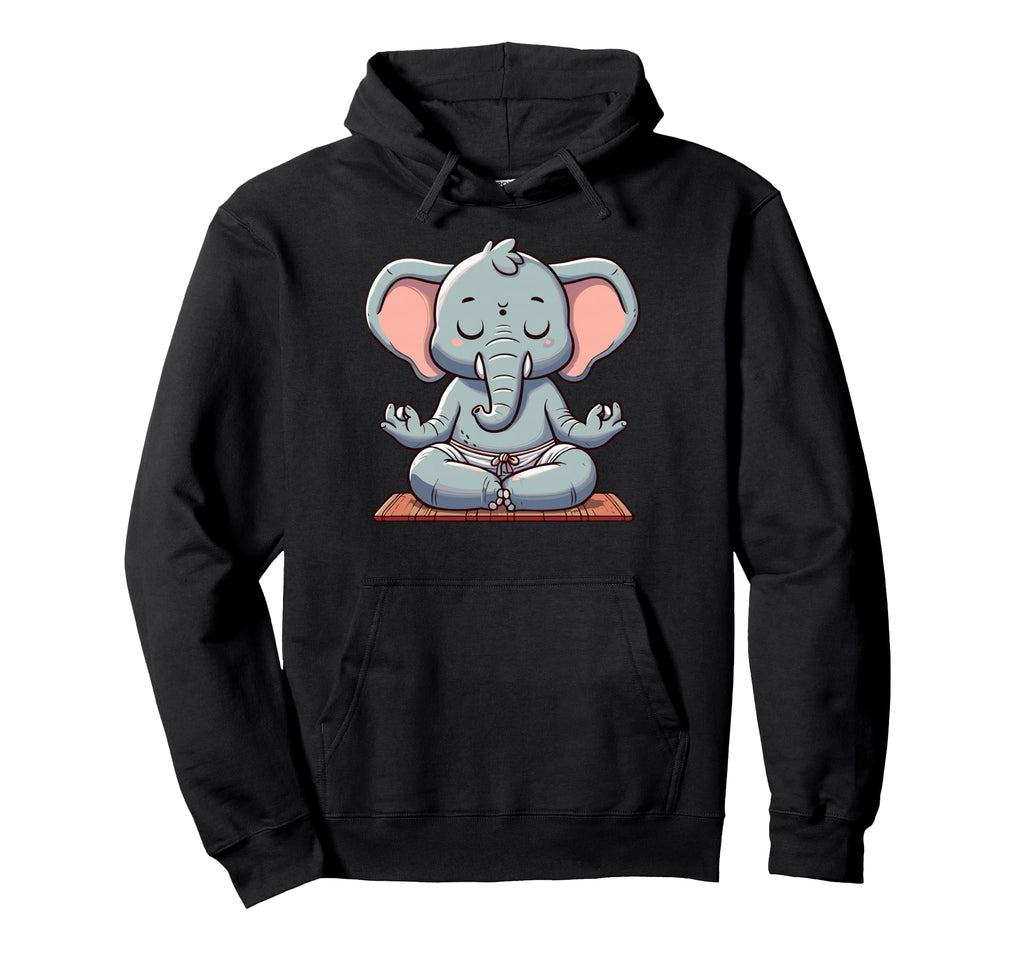 Meditation Elephant Yoga Pose Hoodie - Fun Novelty Design Men Women - T-Shirt, Sweatshirt, Hoodie