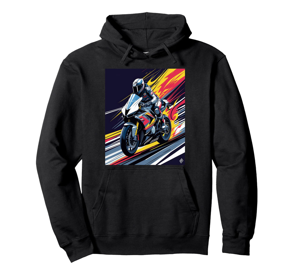 Motorcycle Rider Moto Grand Prix Moon Hoodie - Minimalist Print for Adults - T-Shirt, Sweatshirt, Hoodie