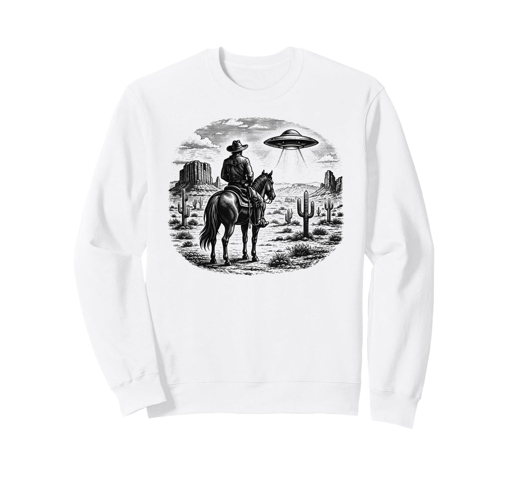 Horse Lover Ufo Western Cowboy Horse Sweatshirt - Custom Art Print Unisex - T-Shirt, Sweatshirt, Hoodie