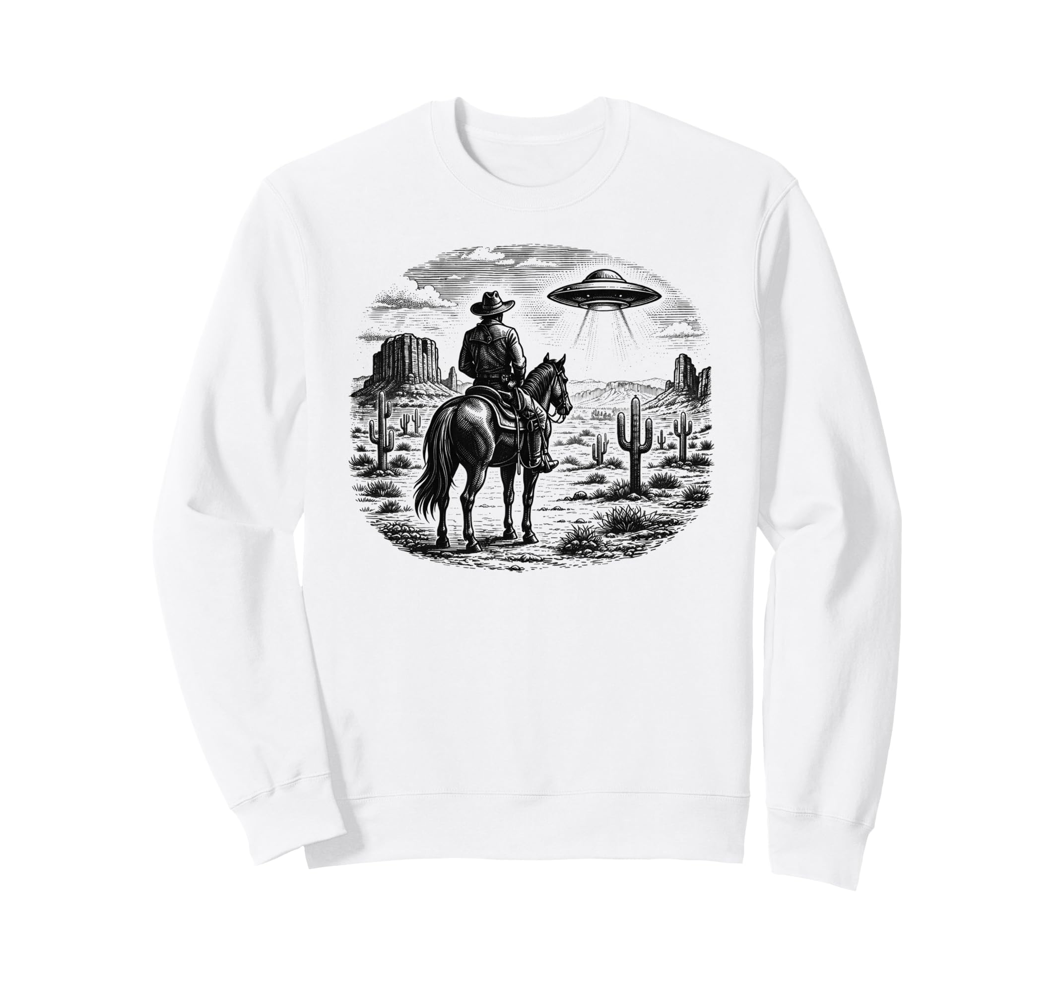 Horse Lover Ufo Western Cowboy Horse Sweatshirt - Custom Art Print Unisex - T-Shirt, Sweatshirt, Hoodie