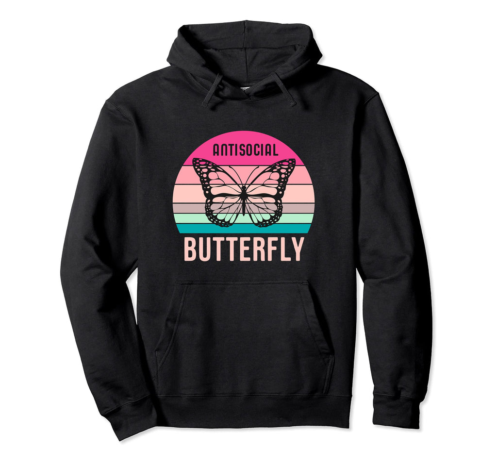 Antisocial Butterfly Gift Hoodie - Minimalist Print Men Women - T-Shirt, Sweatshirt, Hoodie