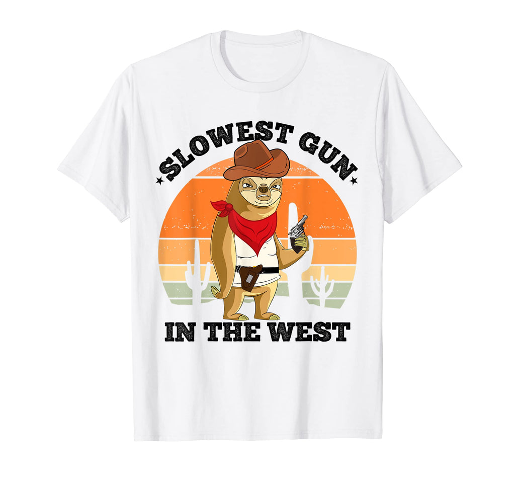 Sloth Cowboy Slowest Gun West Funny T-Shirt - Trendy Graphic for Adults - T-Shirt, Sweatshirt, Hoodie