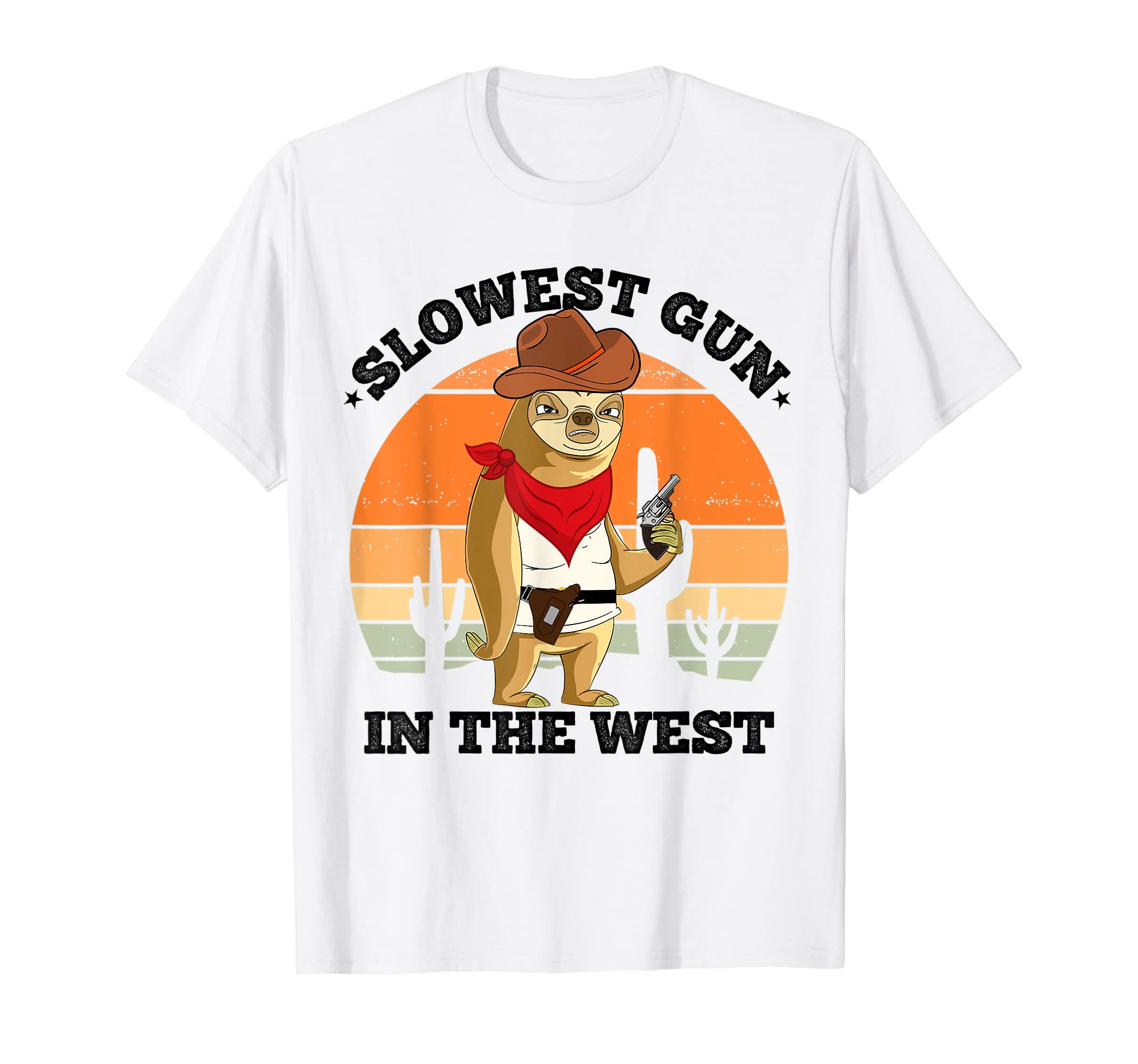Sloth Cowboy Slowest Gun West Funny T-Shirt - Trendy Graphic for Adults - T-Shirt, Sweatshirt, Hoodie