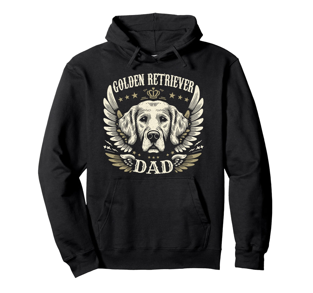 Golden Retriever Dad Biker Wings Motorcycle Hoodie - Unique Graphic Unisex - T-Shirt, Sweatshirt, Hoodie