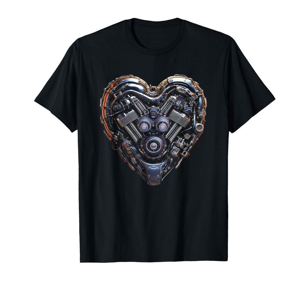 Valentines Motorcycle Engine Heart T-Shirt - Novelty Apparel Unisex - T-Shirt, Sweatshirt, Hoodie