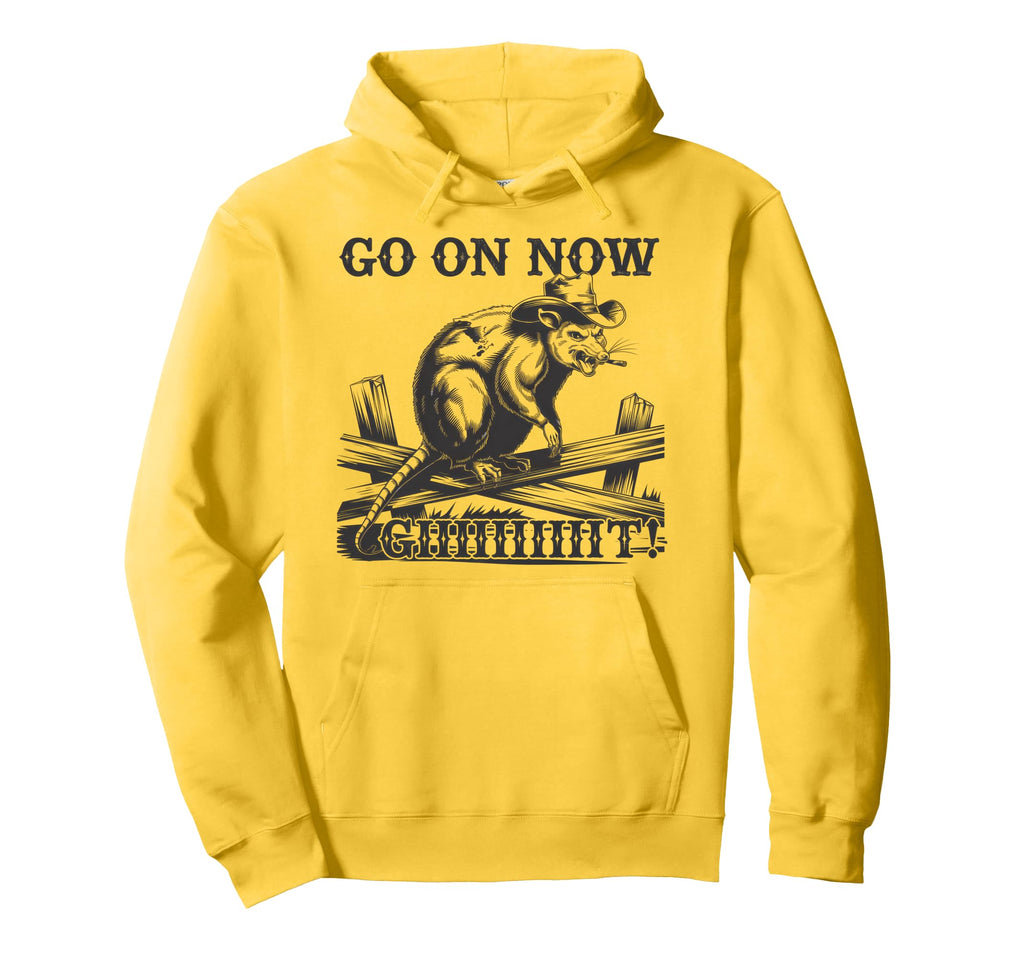 Go Now Git Cowboy Opossum Country Hoodie - Aesthetic Graphic Men Women - T-Shirt, Sweatshirt, Hoodie