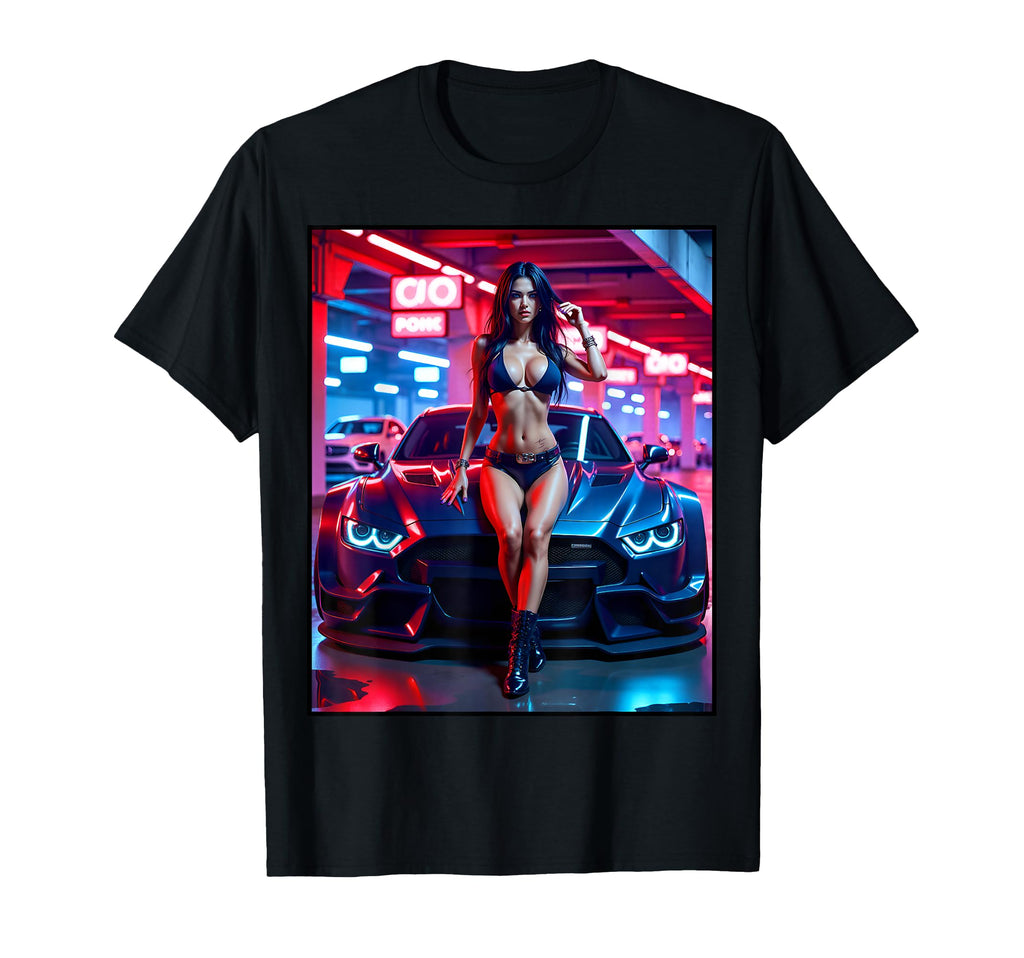 Sexy Sexy Pinup Model Exotic Car T-Shirt - Casual Everyday Wear Unisex - T-Shirt, Sweatshirt, Hoodie