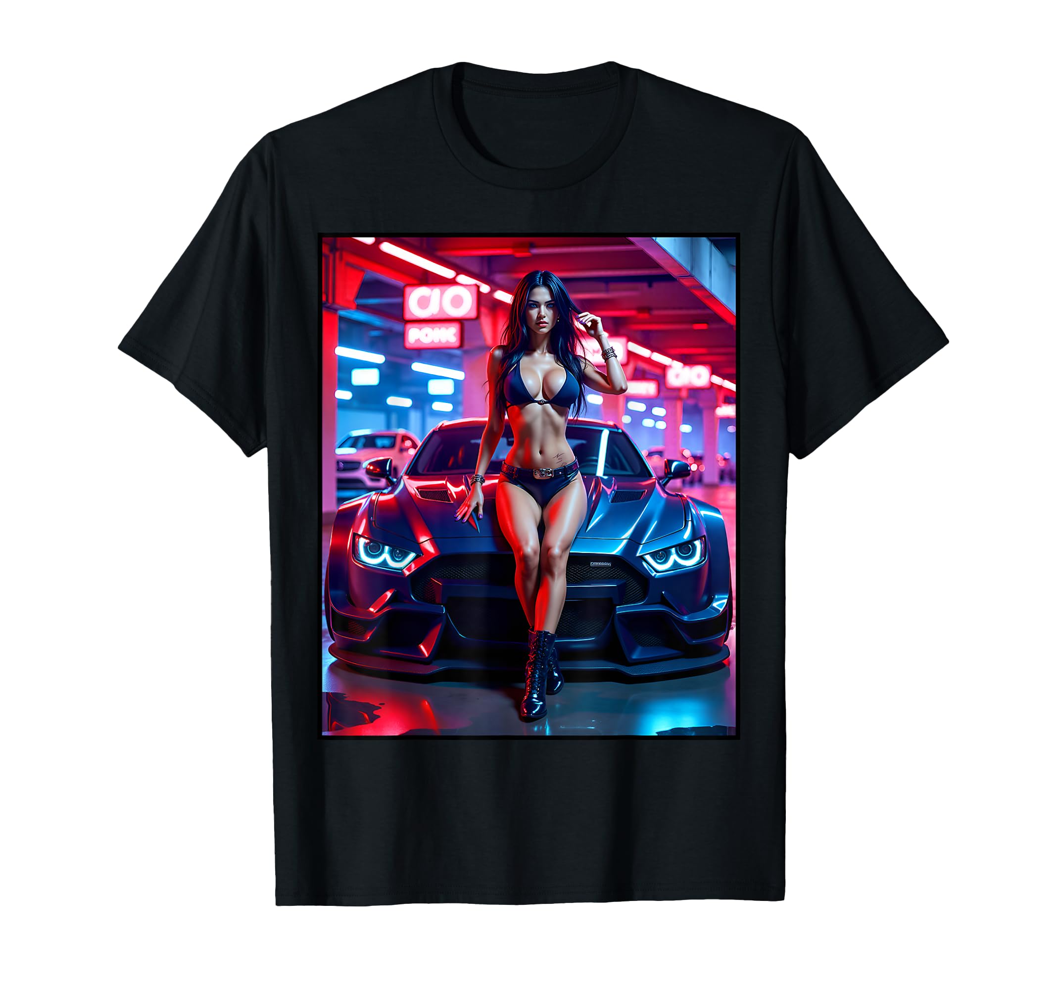 Sexy Sexy Pinup Model Exotic Car T-Shirt - Casual Everyday Wear Unisex - T-Shirt, Sweatshirt, Hoodie