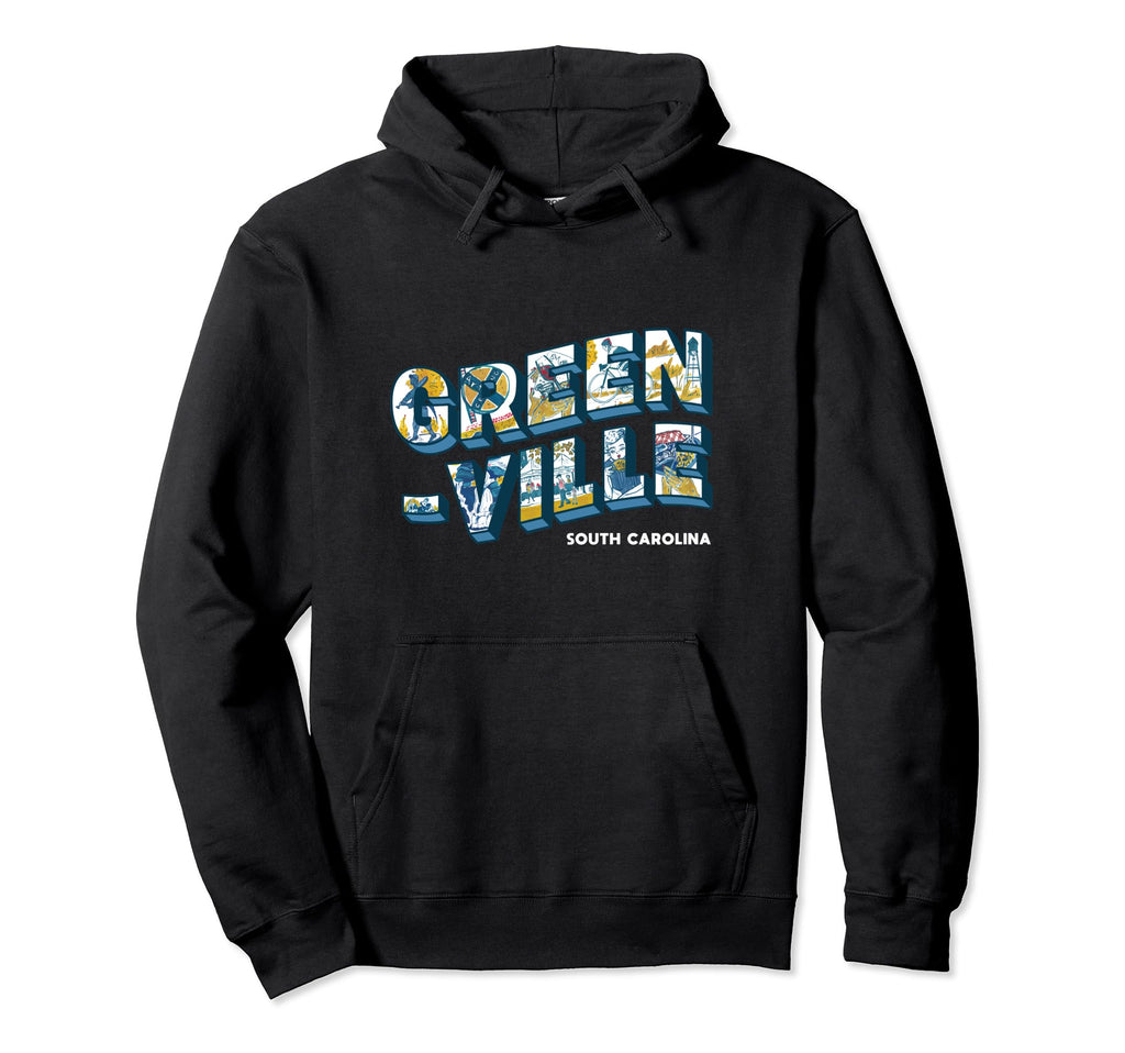 Greenville South Carolina Typography Hoodie - Streetwear Style Men Women - T-Shirt, Sweatshirt, Hoodie