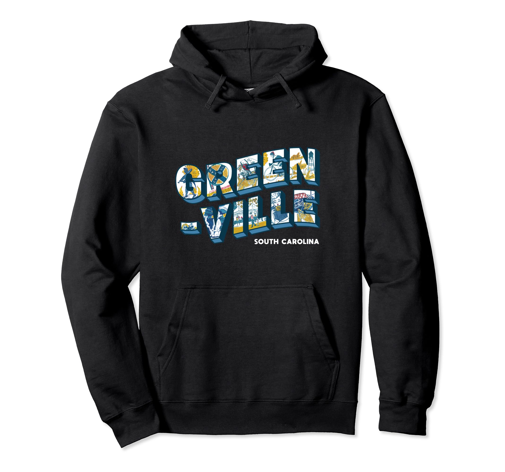 Greenville South Carolina Typography Hoodie - Streetwear Style for Adults - T-Shirt, Sweatshirt, Hoodie