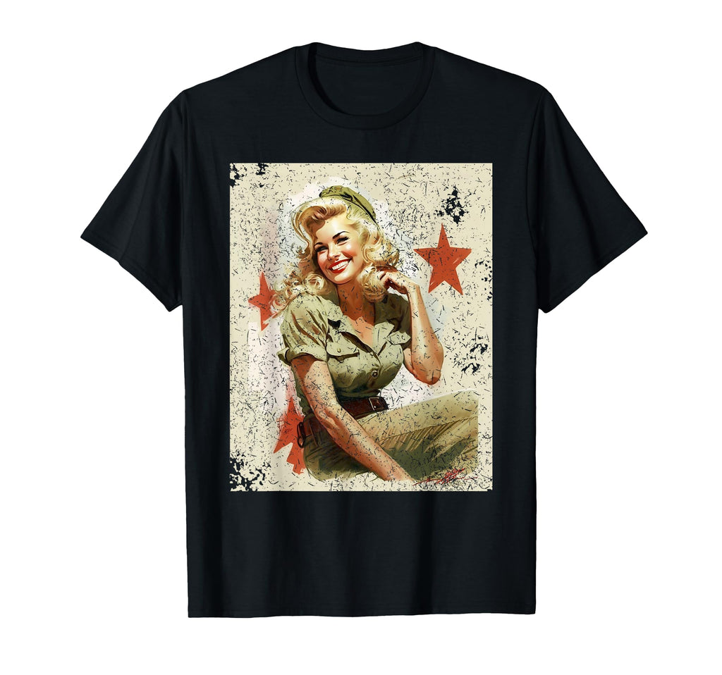 Pin Up Blonde Wwii T-Shirt - Minimalist Print Men Women - T-Shirt, Sweatshirt, Hoodie
