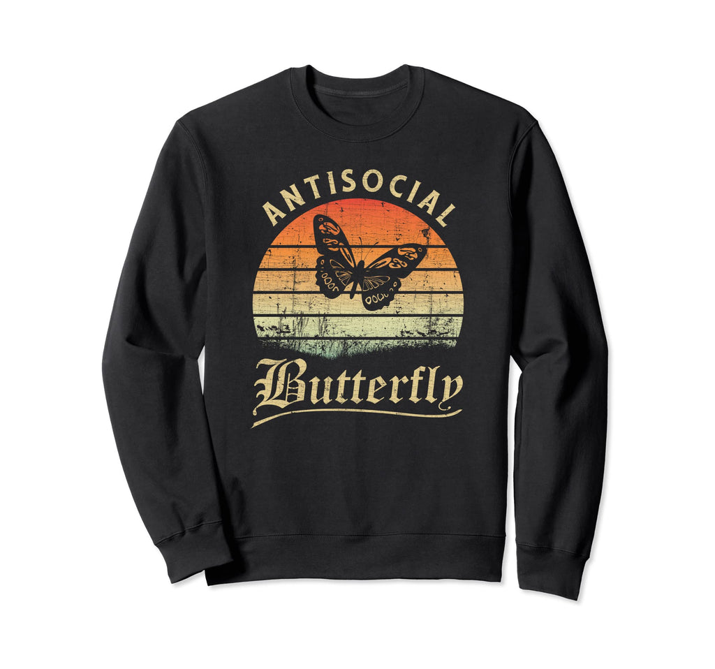 Antisocial Butterfly Grunge Sweatshirt - Fun Novelty Design Unisex - T-Shirt, Sweatshirt, Hoodie