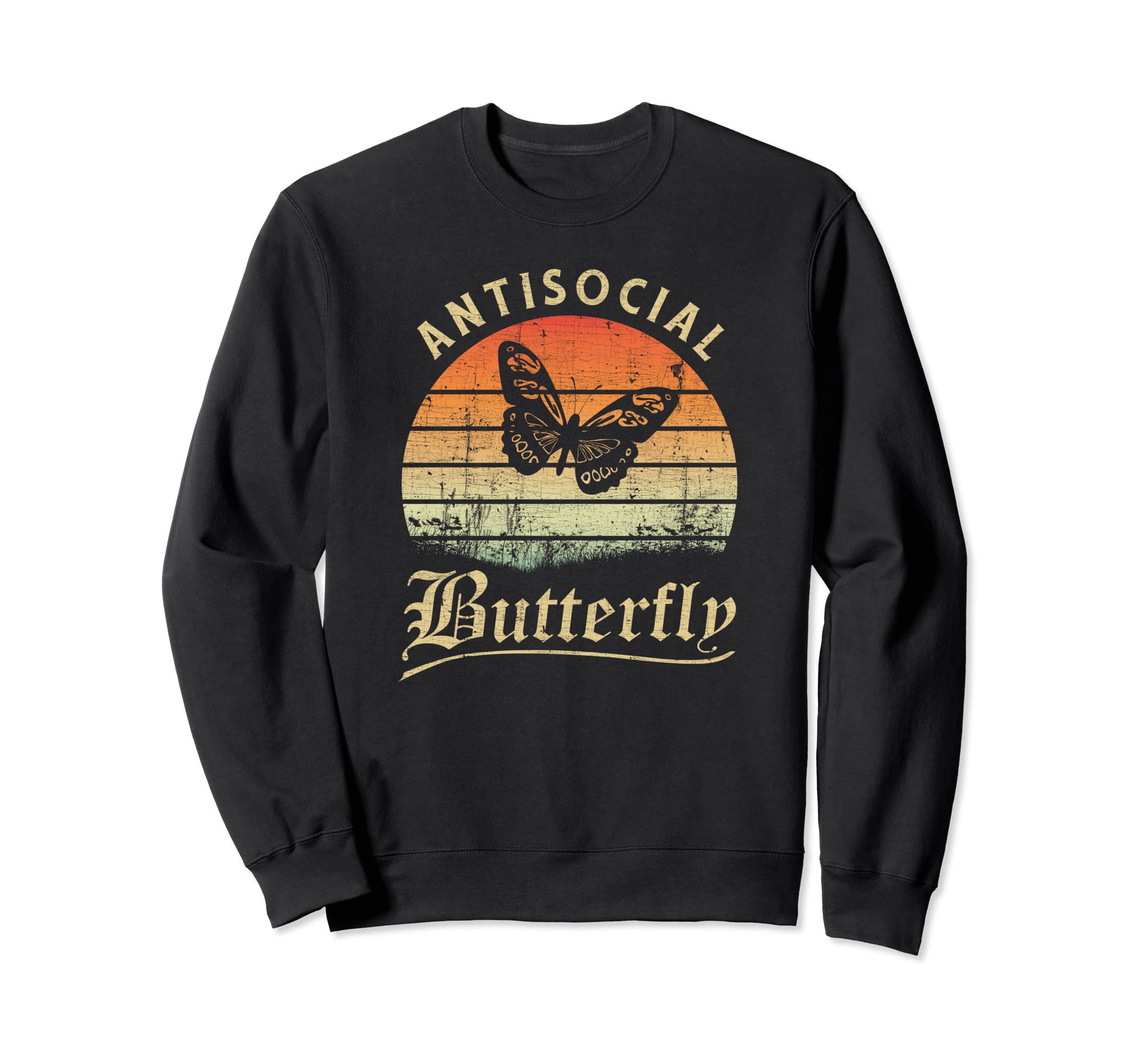Antisocial Butterfly Grunge Sweatshirt - Fun Novelty Design Unisex - T-Shirt, Sweatshirt, Hoodie