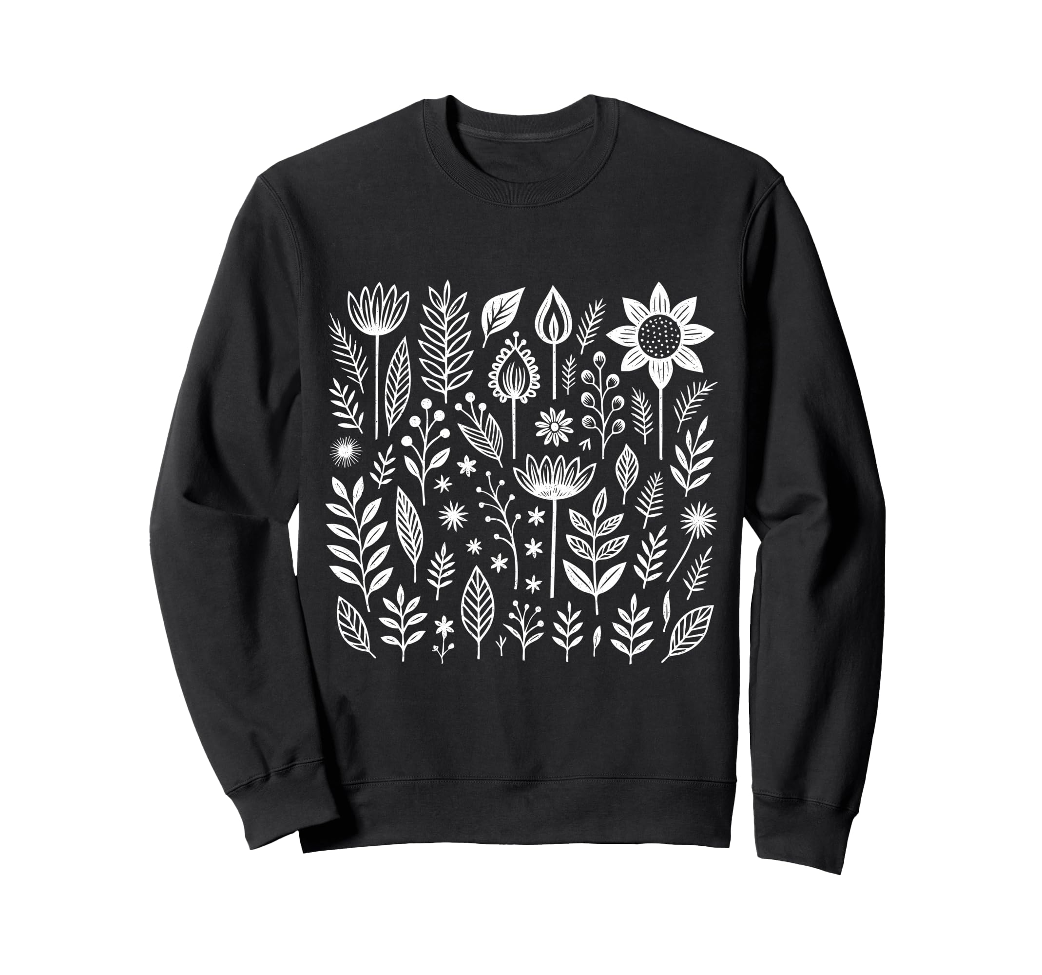 Botanical Folk Art Floral Nature Sweatshirt - Minimalist Print Men Women - T-Shirt, Sweatshirt, Hoodie