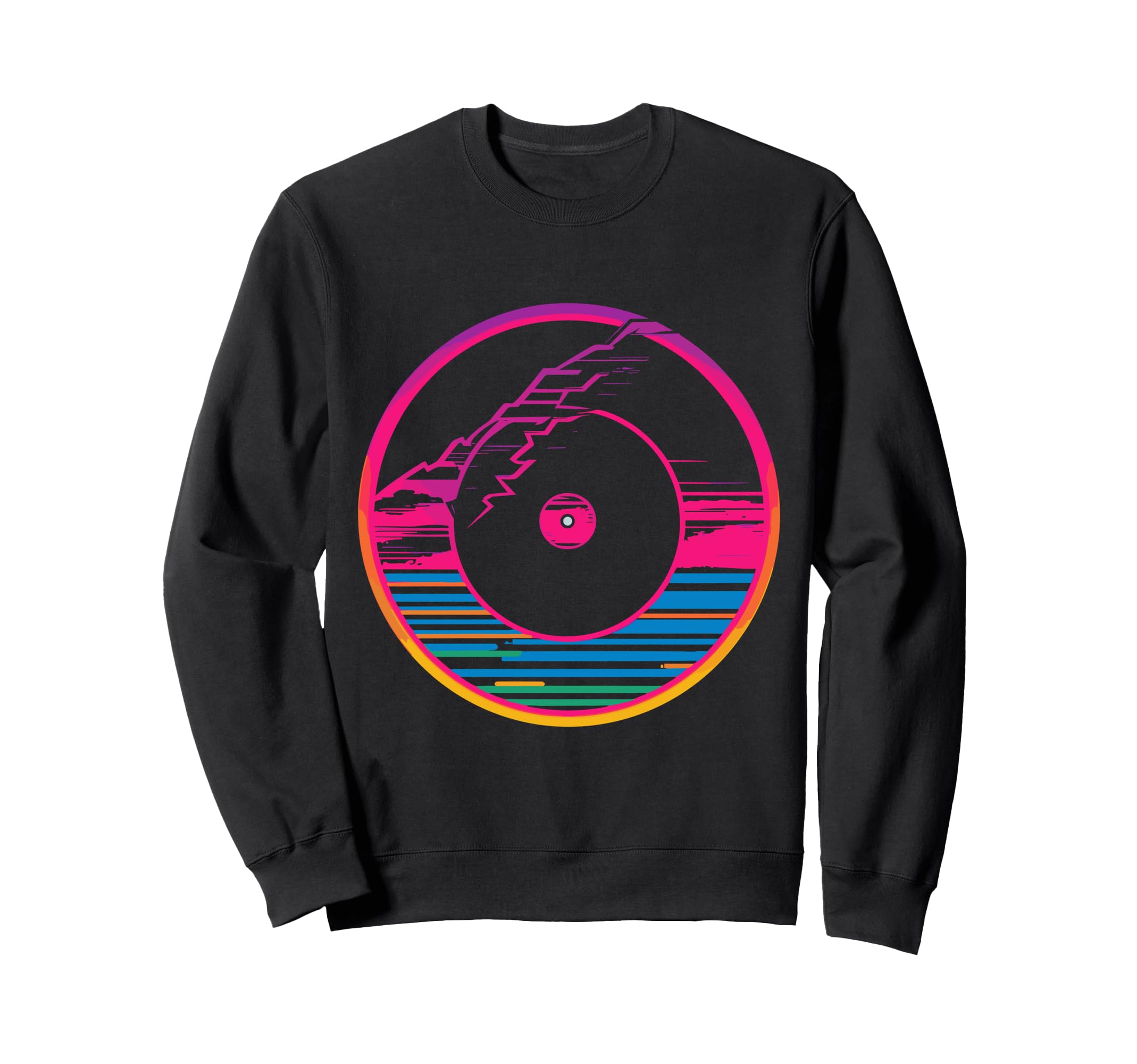 Vinyl Record Vaporwave Sweatshirt - Casual Everyday Wear for Adults - T-Shirt, Sweatshirt, Hoodie