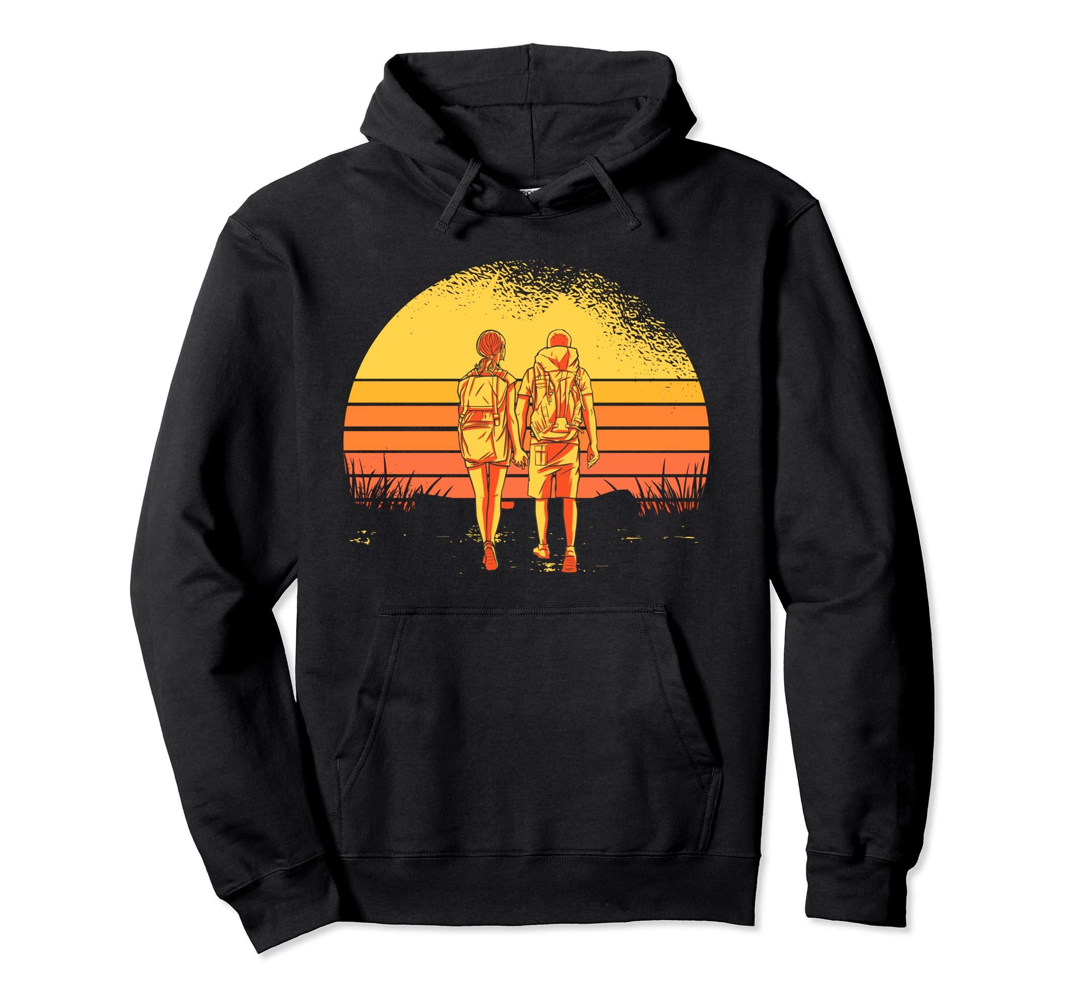 Couple Hiking Partner Sunset Hoodie - Custom Art Print for Adults - T-Shirt, Sweatshirt, Hoodie
