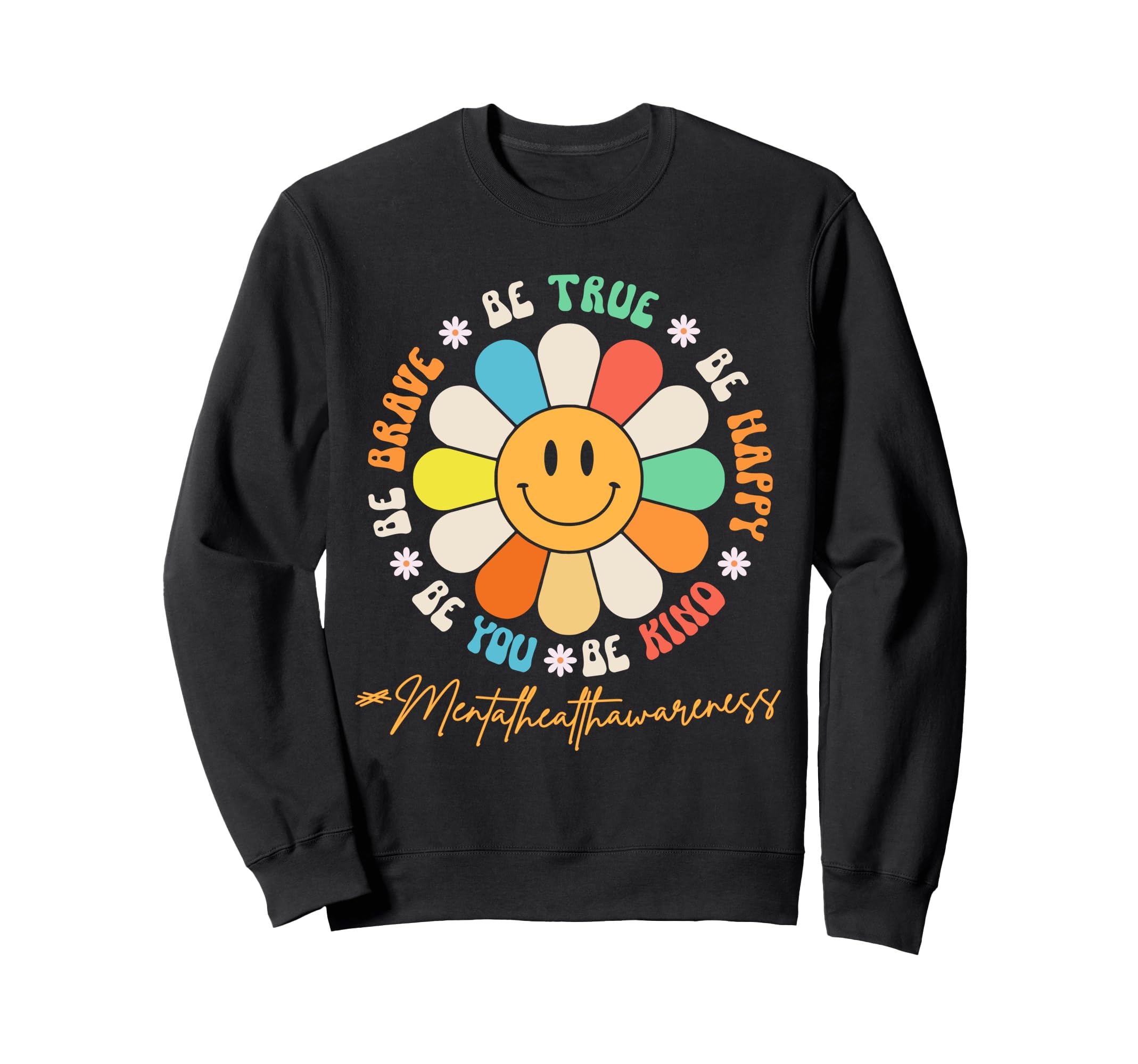 Smiling Happy Daisy Face Groovy Sweatshirt - Custom Art Print Men Women - T-Shirt, Sweatshirt, Hoodie
