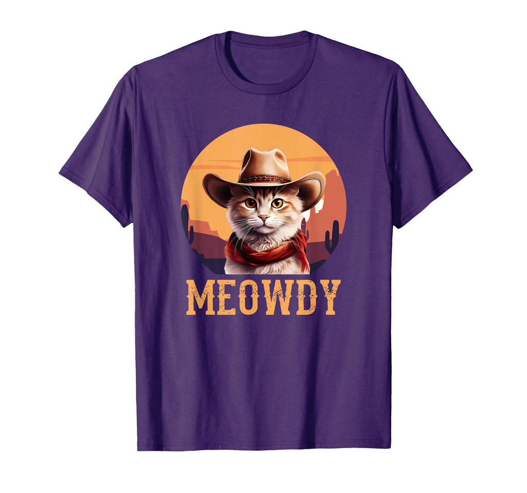 Meowdy Cat Cowboy Hat Funny T-Shirt - Graphic Print Unisex - T-Shirt, Sweatshirt, Hoodie