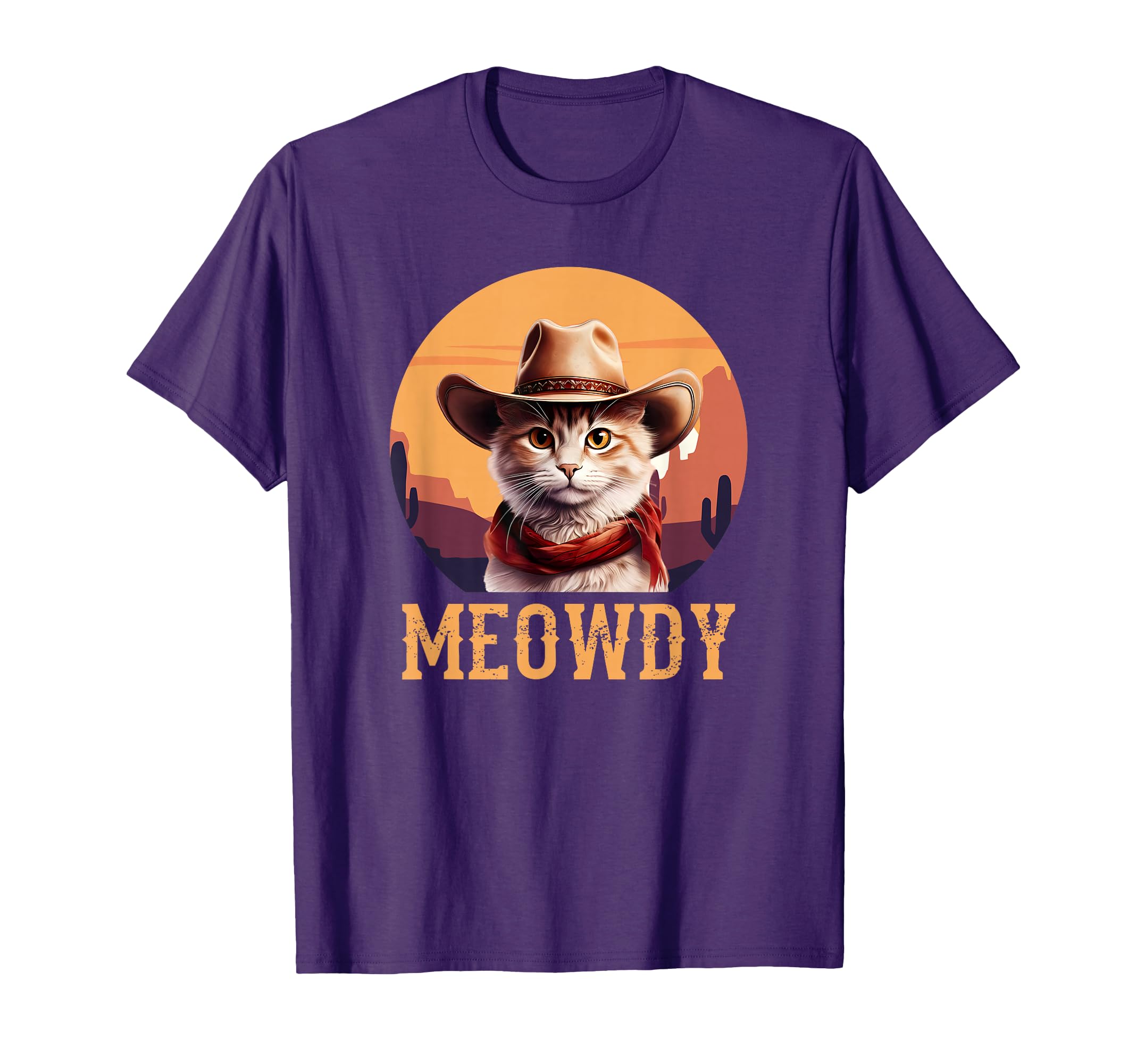 Meowdy Cat Cowboy Hat Funny T-Shirt - Graphic Print Unisex - T-Shirt, Sweatshirt, Hoodie