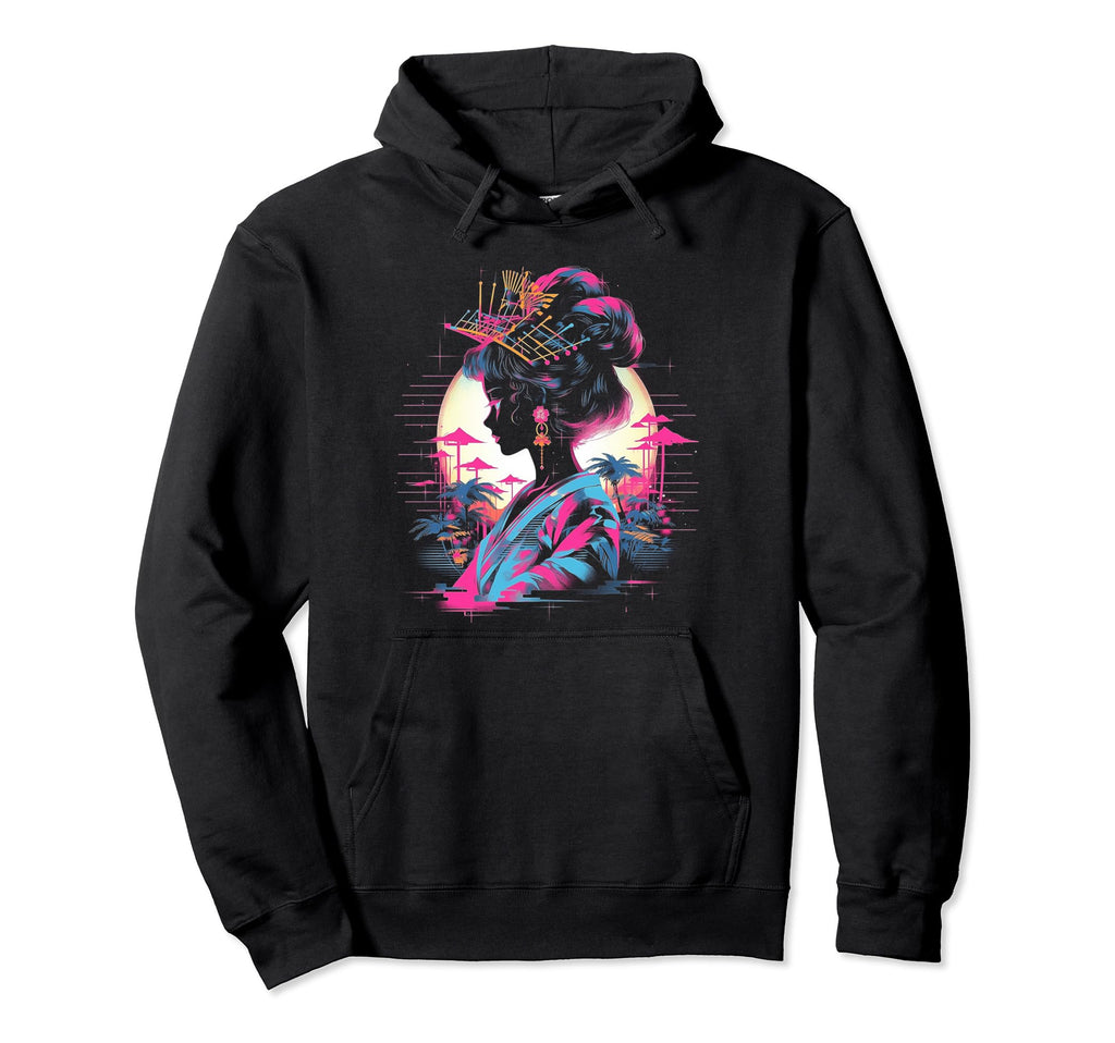 Vaporwave Geisha 80S Synthwave 19 Hoodie - Unique Graphic Unisex - T-Shirt, Sweatshirt, Hoodie