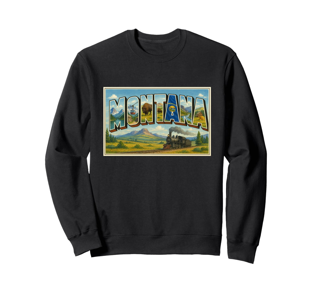 Montana 50S Travel Souvenir Art Sweatshirt - Fun Novelty Design for Adults - T-Shirt, Sweatshirt, Hoodie