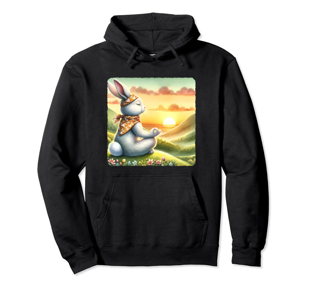 Rabbit Practicing Meditation Atop Hill Hoodie - Streetwear Style Unisex - T-Shirt, Sweatshirt, Hoodie