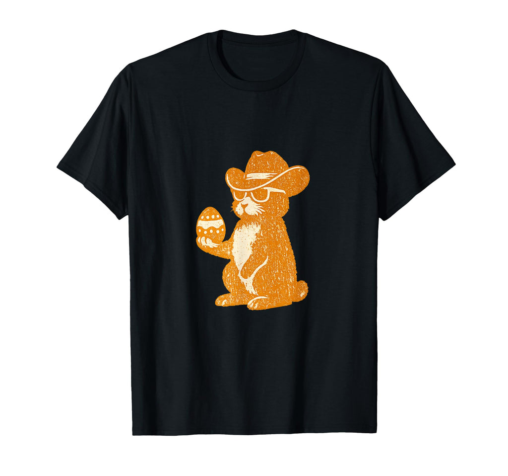Cowboy Easter Bunny Holding Egg Western T-Shirt - Graphic Print Men Women - T-Shirt, Sweatshirt, Hoodie