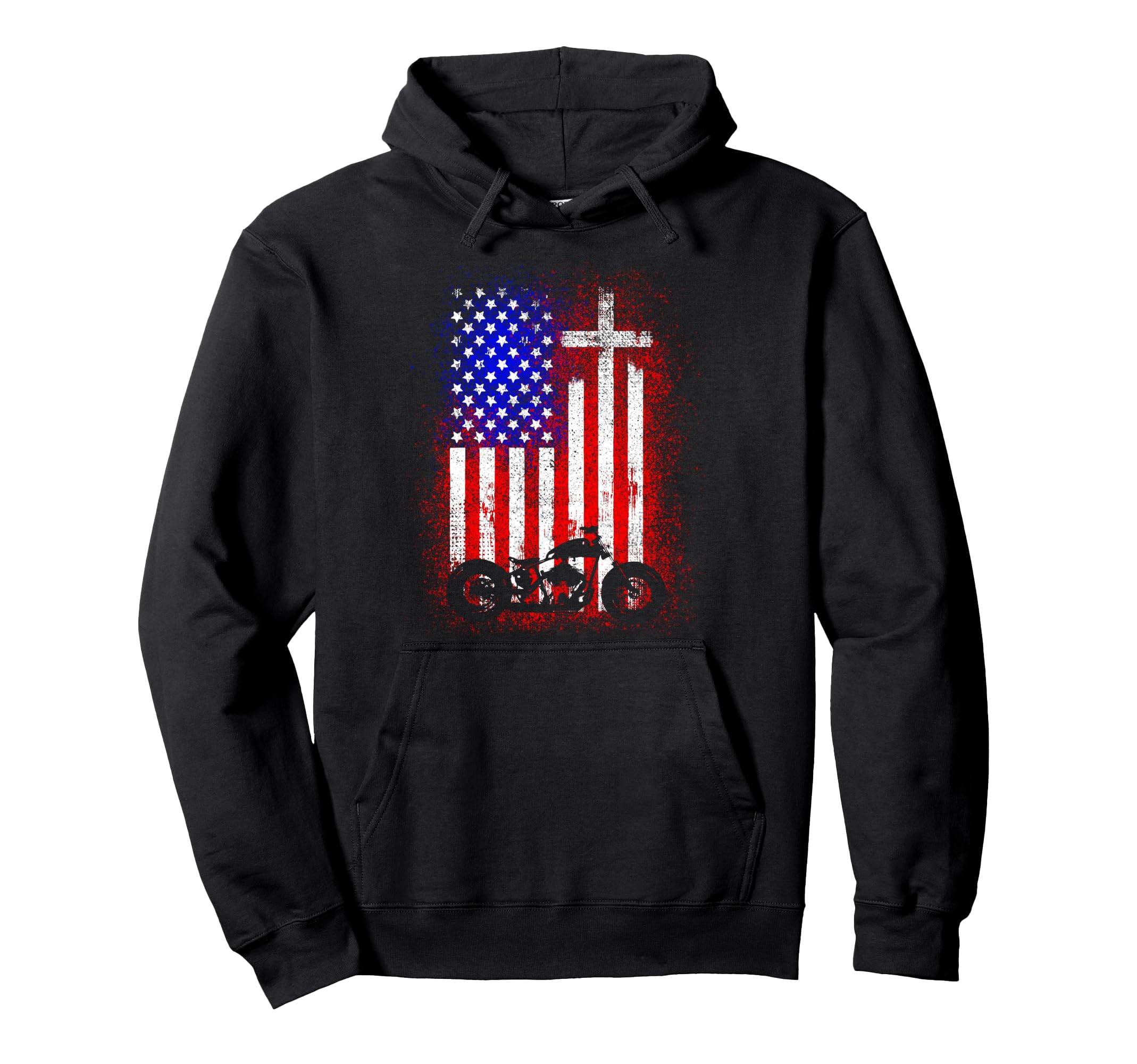 Motorcycle Usa Flag Christian Faith Hoodie - Unique Graphic for Adults - T-Shirt, Sweatshirt, Hoodie