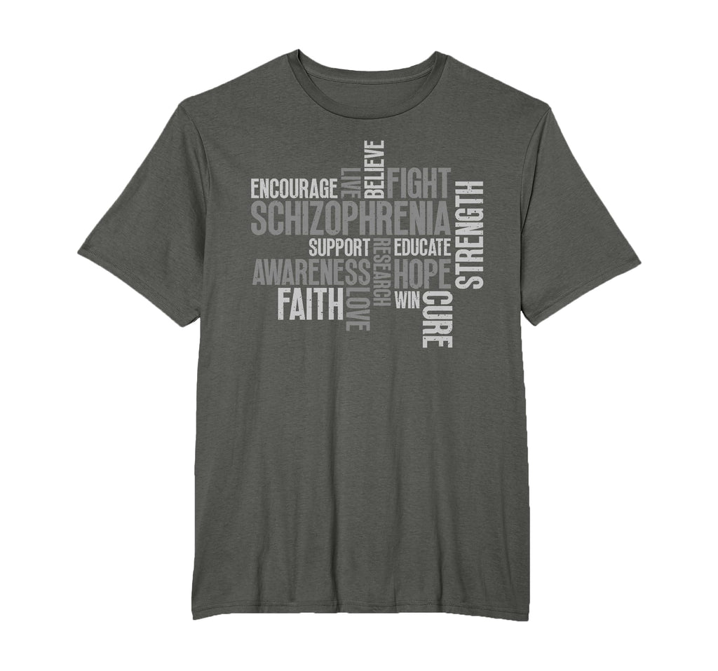 Schizophrenia Awareness Grey Ribbon T-Shirt - Minimalist Print Men Women - T-Shirt, Sweatshirt, Hoodie