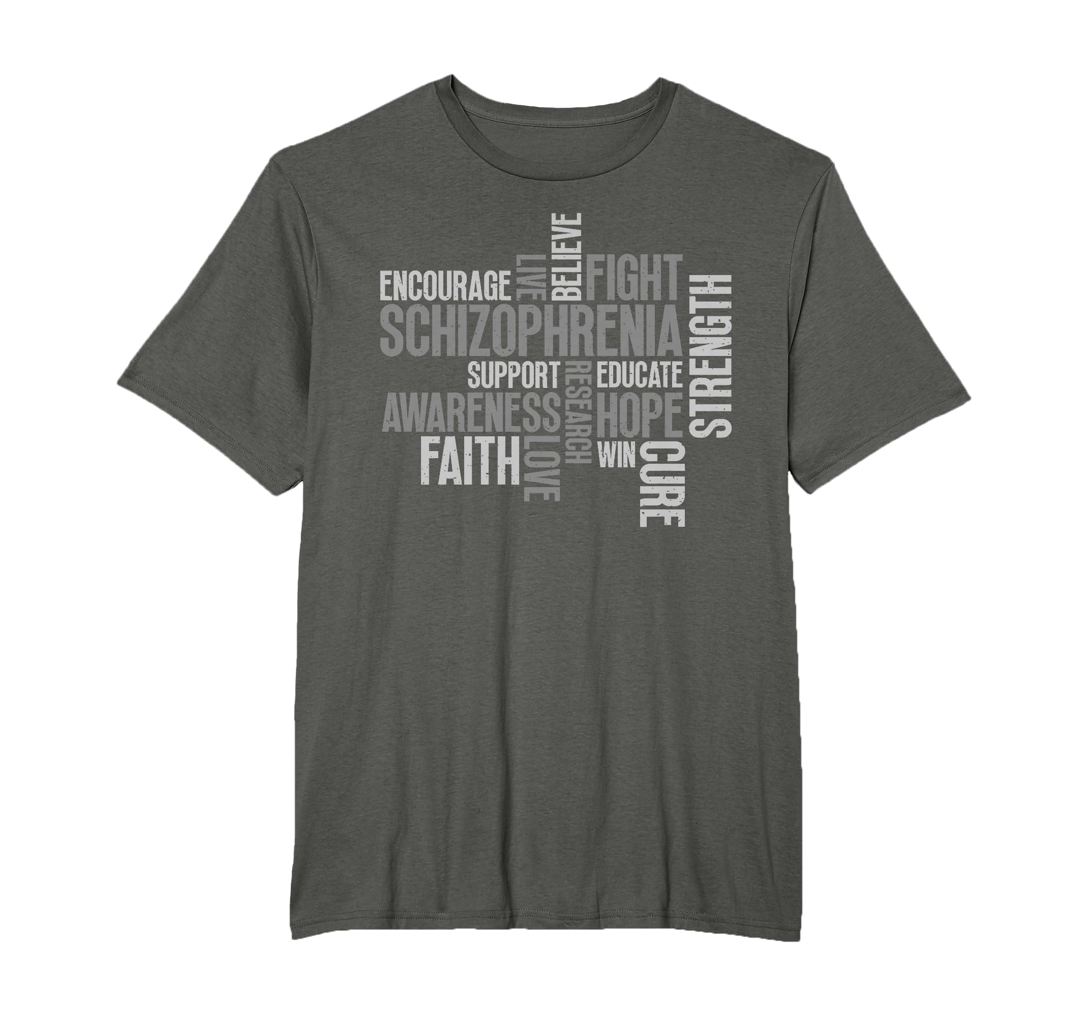 Schizophrenia Awareness Grey Ribbon T-Shirt - Minimalist Print Men Women - T-Shirt, Sweatshirt, Hoodie