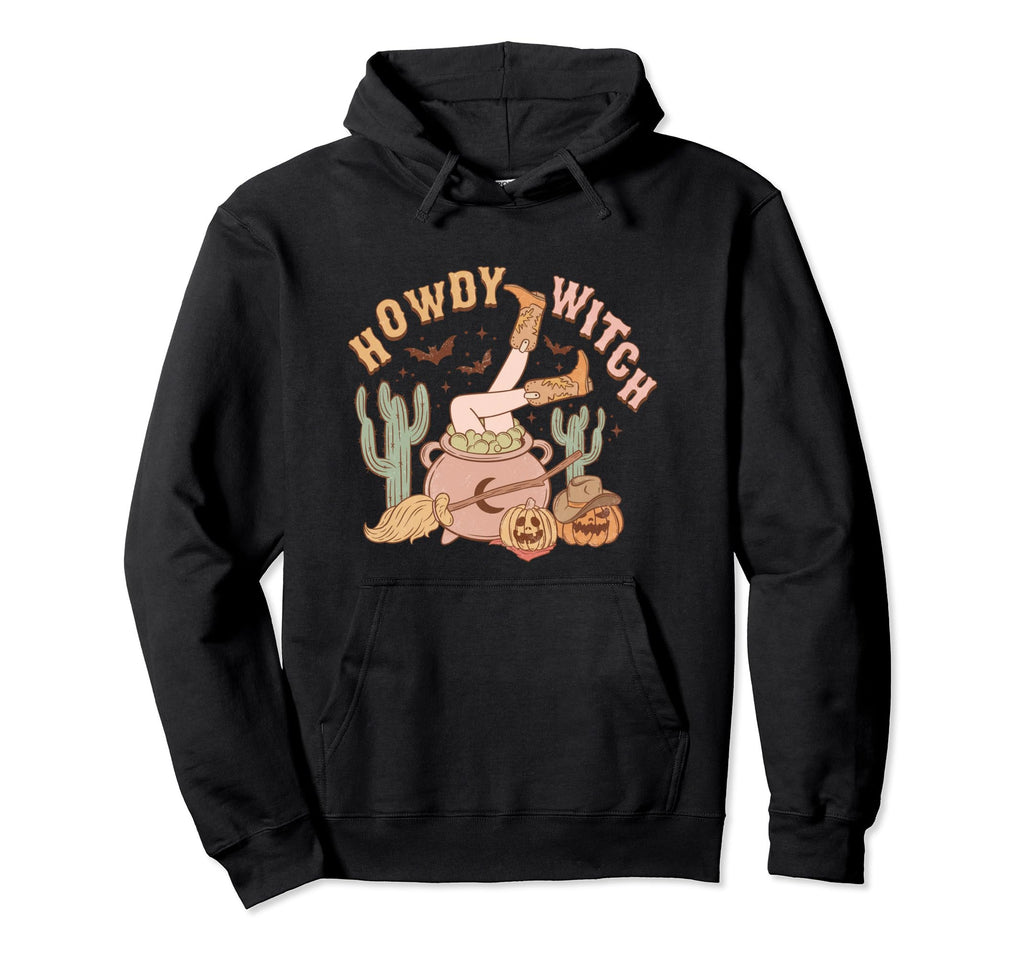 Howdy Witch Womens Western Halloween Hoodie - Minimalist Print for Adults - T-Shirt, Sweatshirt, Hoodie