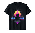 Synthwave Cat Samurai Mediation Vaporwave T-Shirt - Novelty Apparel Unisex - T-Shirt, Sweatshirt, Hoodie