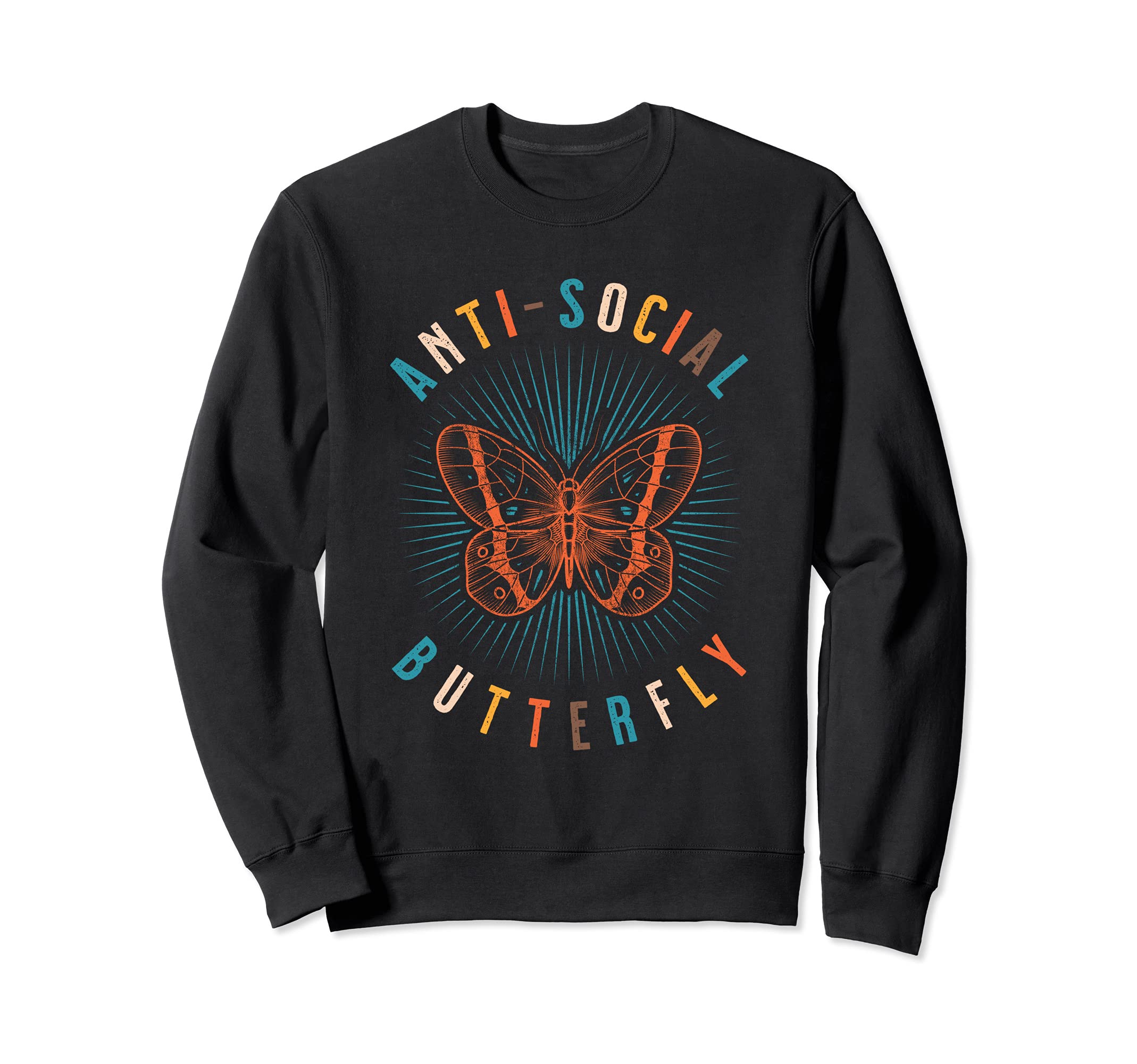 Anti Social Butterfly Shy Sweatshirt - Fun Novelty Design Unisex - T-Shirt, Sweatshirt, Hoodie