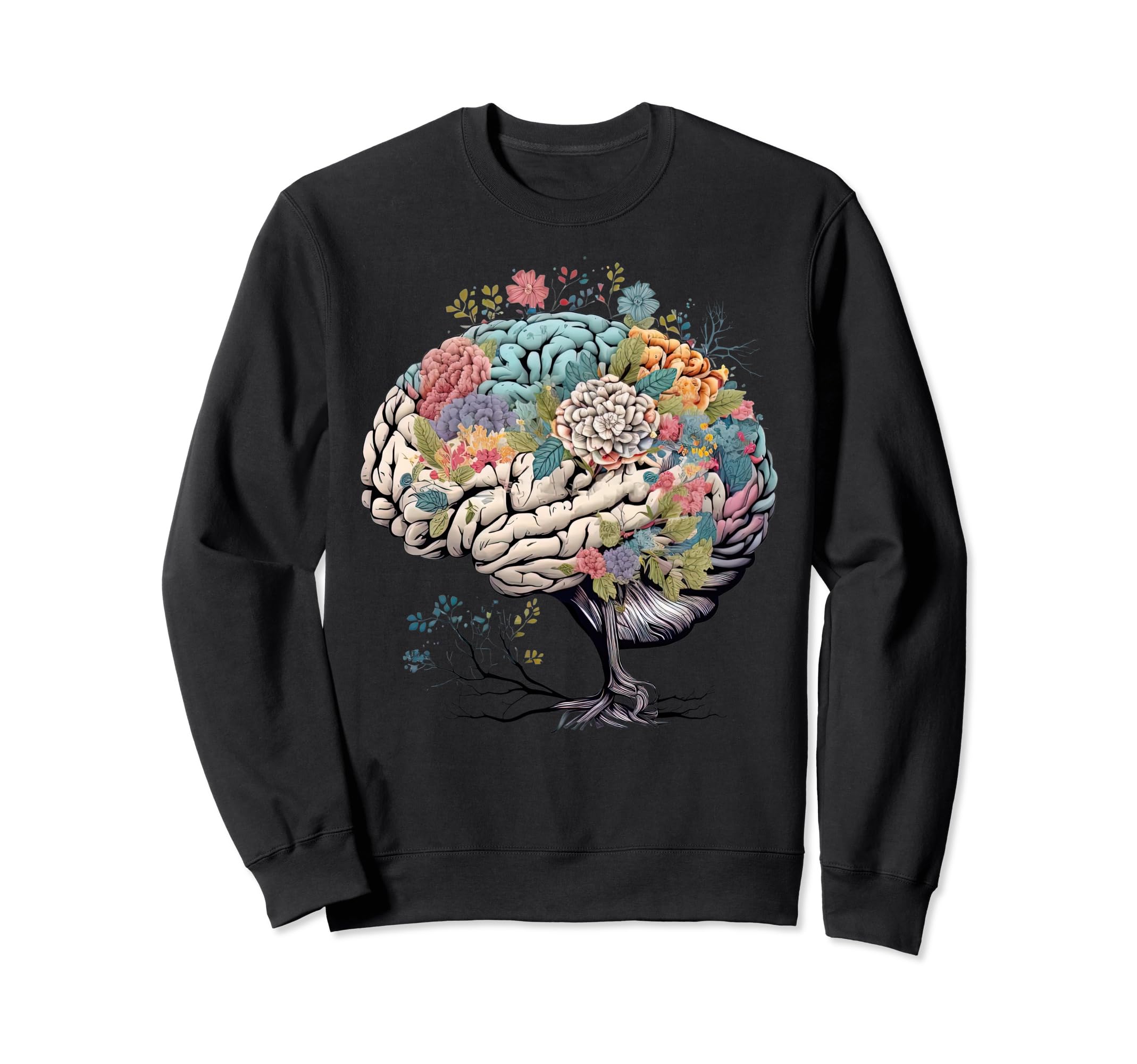 Floral Anatomical Brain Tree Sweatshirt - Novelty Apparel for Adults - T-Shirt, Sweatshirt, Hoodie