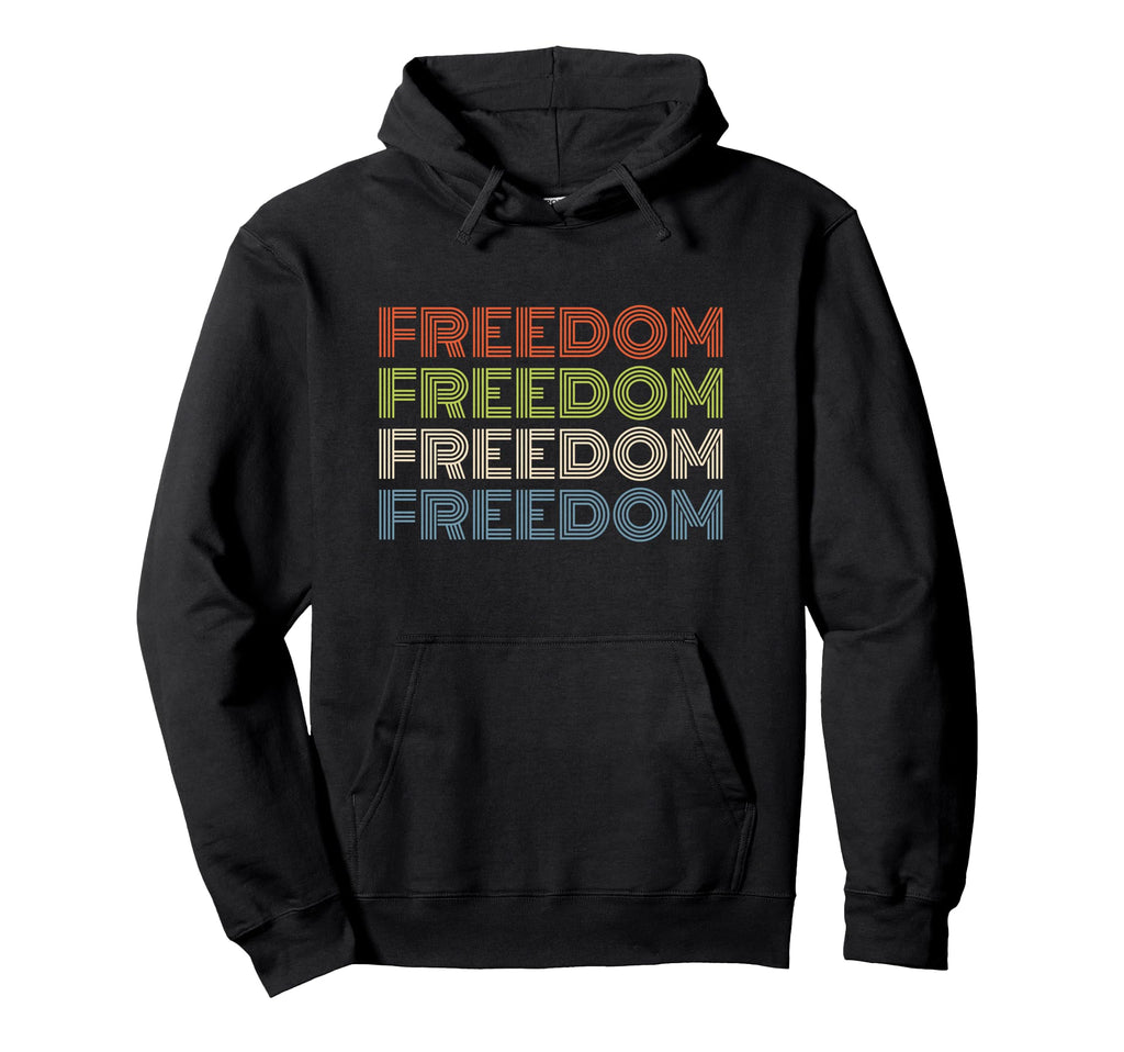 Freedom Bold Repeated Text Hoodie - Minimalist Print Men Women - T-Shirt, Sweatshirt, Hoodie