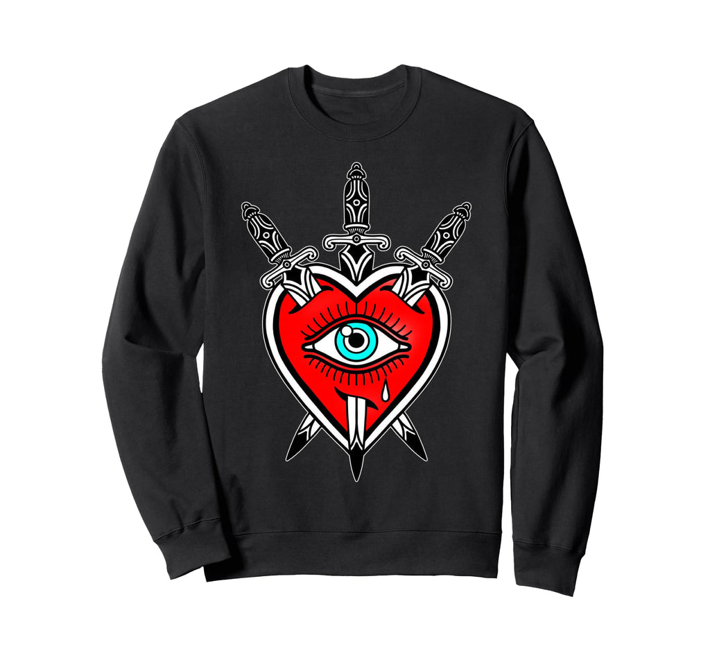 Heart X Dagger American Traditional Sweatshirt - Unique Graphic Unisex - T-Shirt, Sweatshirt, Hoodie