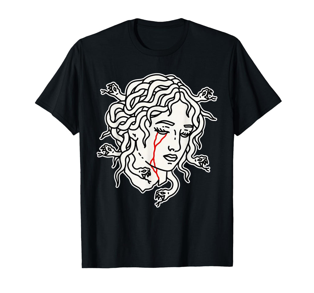 Medusa Head Tattoo Flash T-Shirt - Minimalist Print for Adults - T-Shirt, Sweatshirt, Hoodie