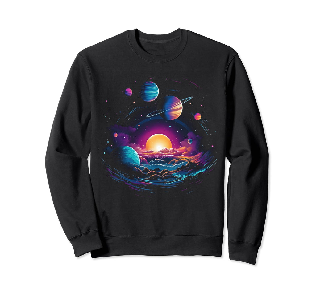 Vaporwave Solar System 80S Sweatshirt - Fun Novelty Design Unisex - T-Shirt, Sweatshirt, Hoodie