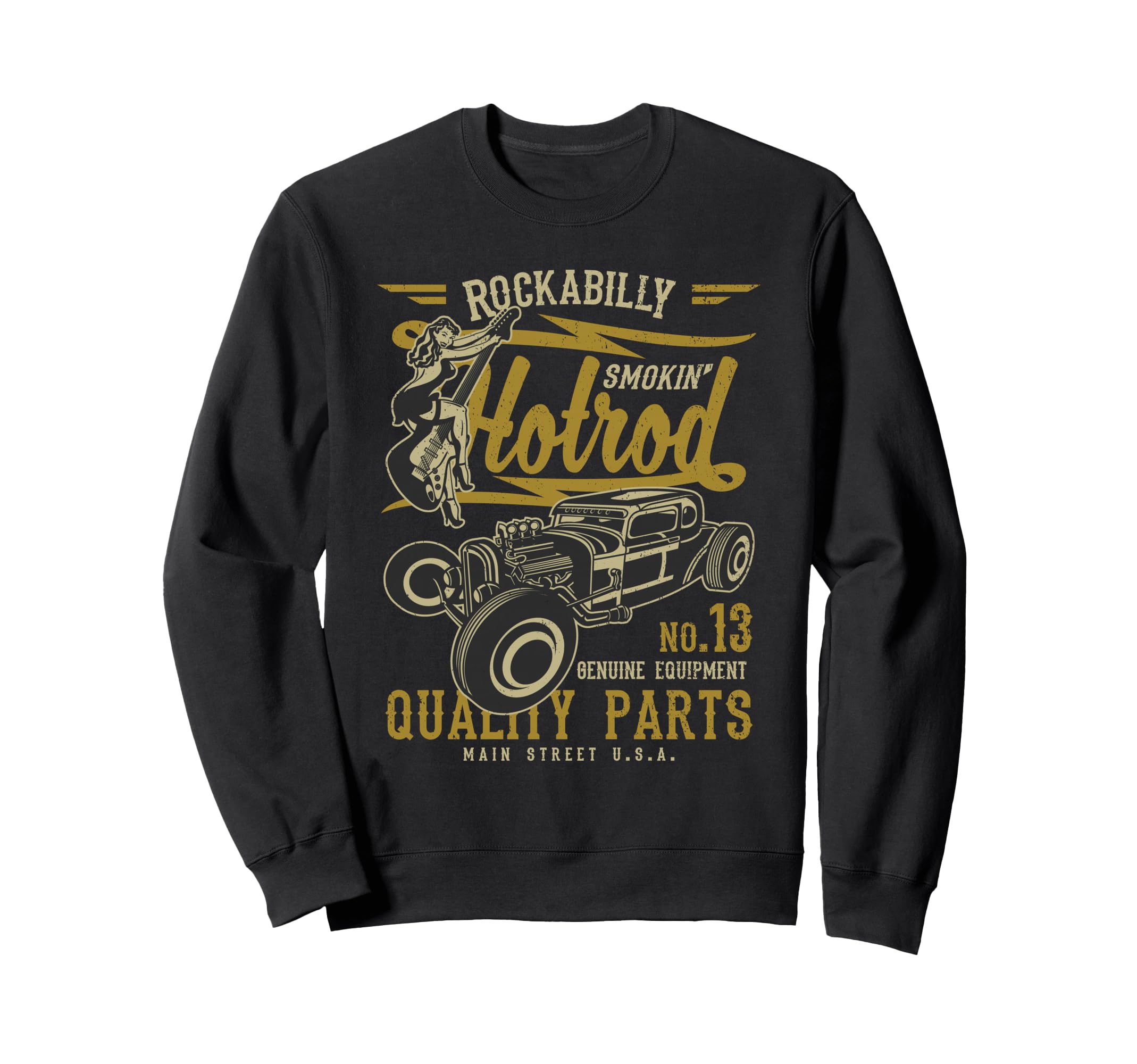 Hotrod Distressed Sweatshirt - Graphic Print Unisex - T-Shirt, Sweatshirt, Hoodie